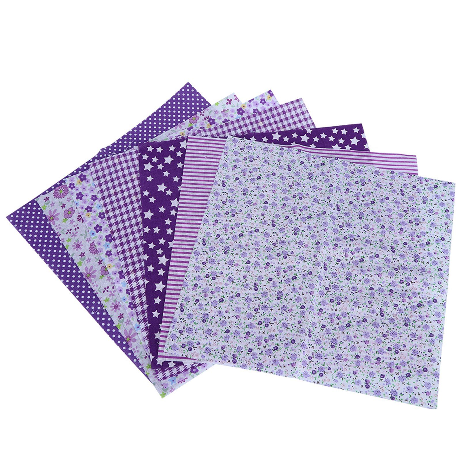7Pcs 50x50cm Purple Floral Cotton Fabric Cloth for DIY Craft Sewing view 8