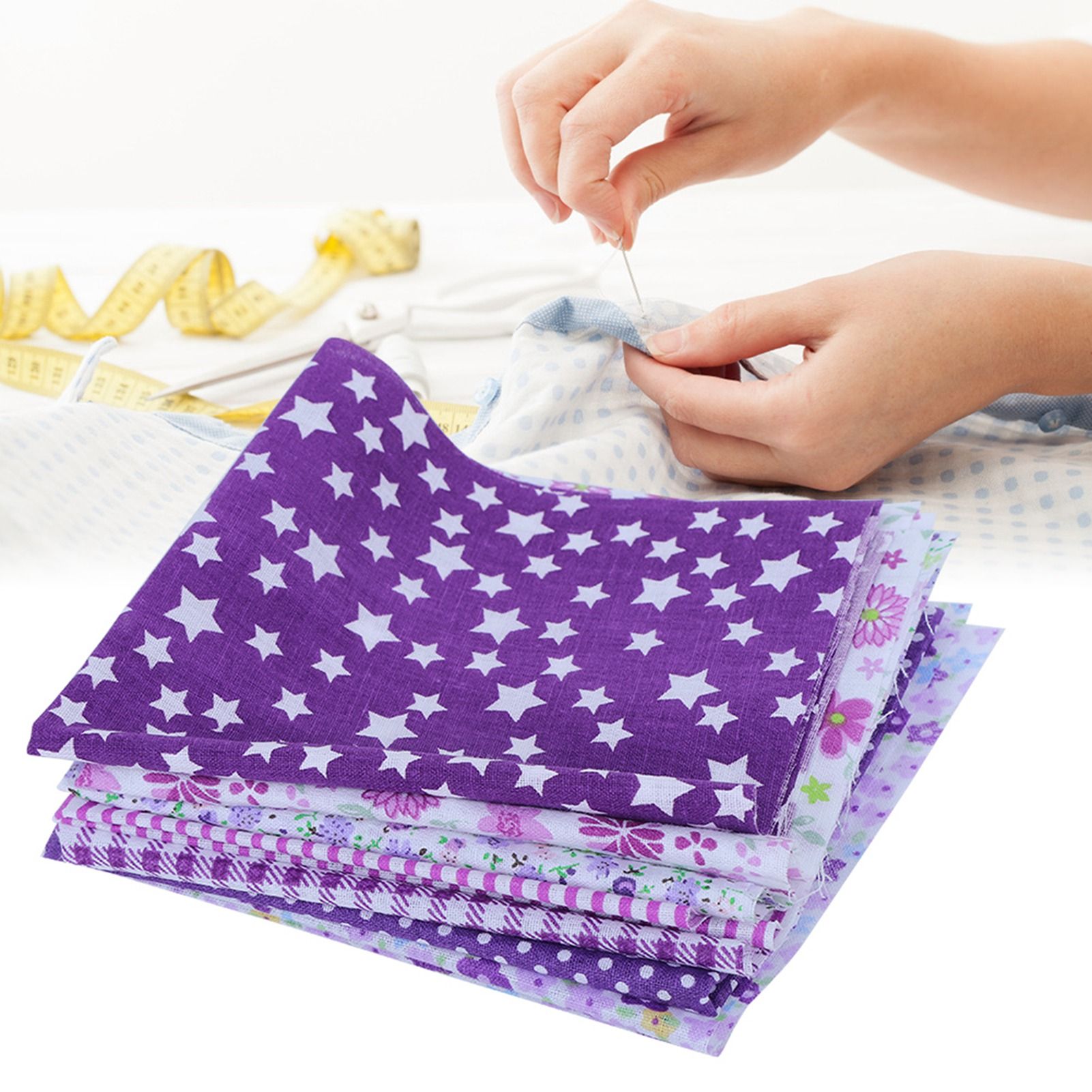 7Pcs 50x50cm Purple Floral Cotton Fabric Cloth for DIY Craft Sewing view 10
