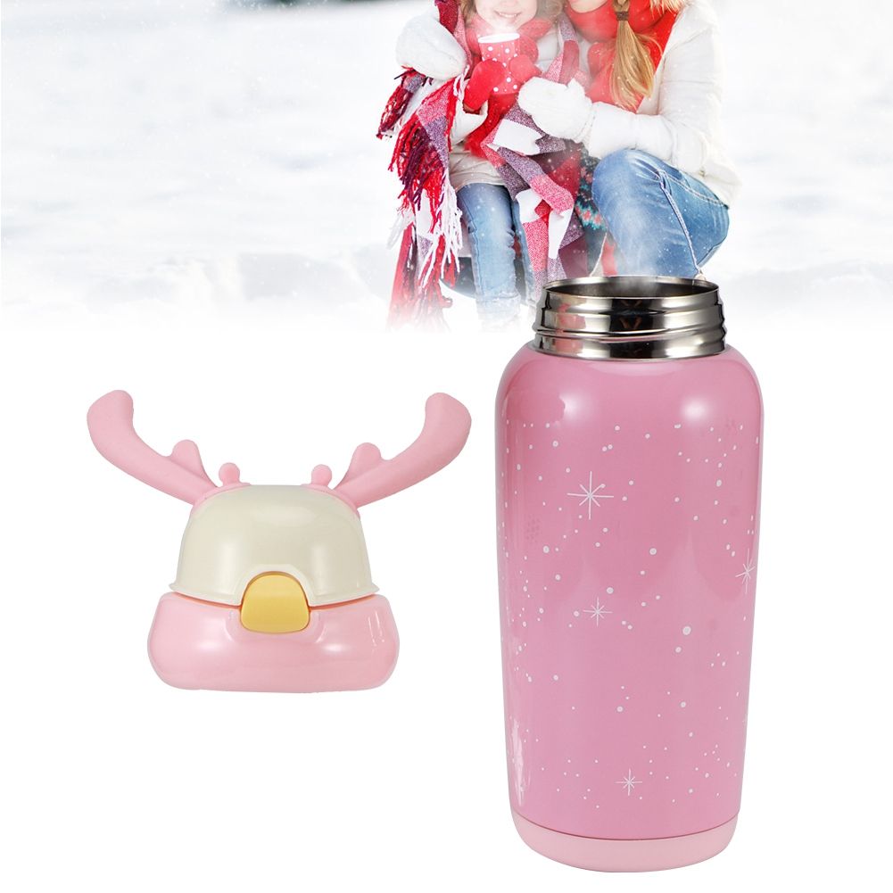 Portable Cute Stainless Steel Thermal Insulation Water Bottle with Straw for view 9