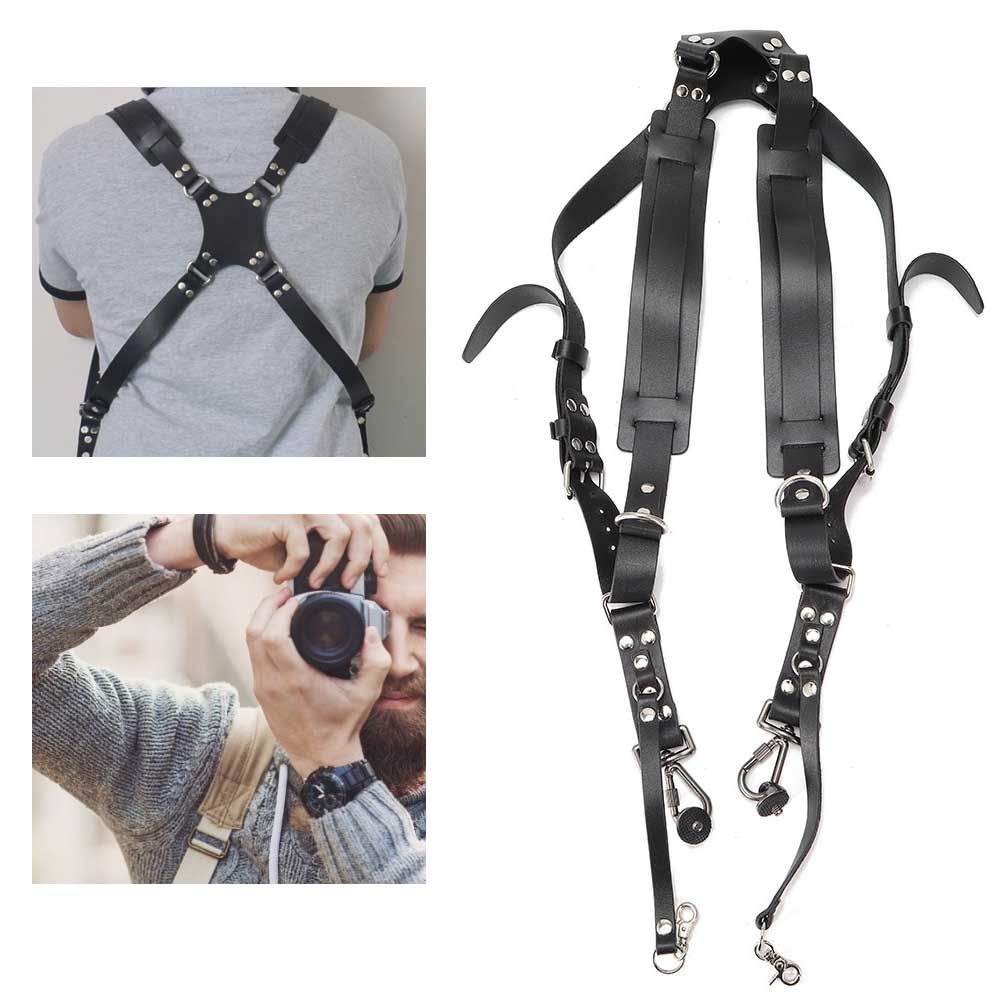 Camera Strap Leather Double Shoulder Harness Strap Photography Accessories for view 9