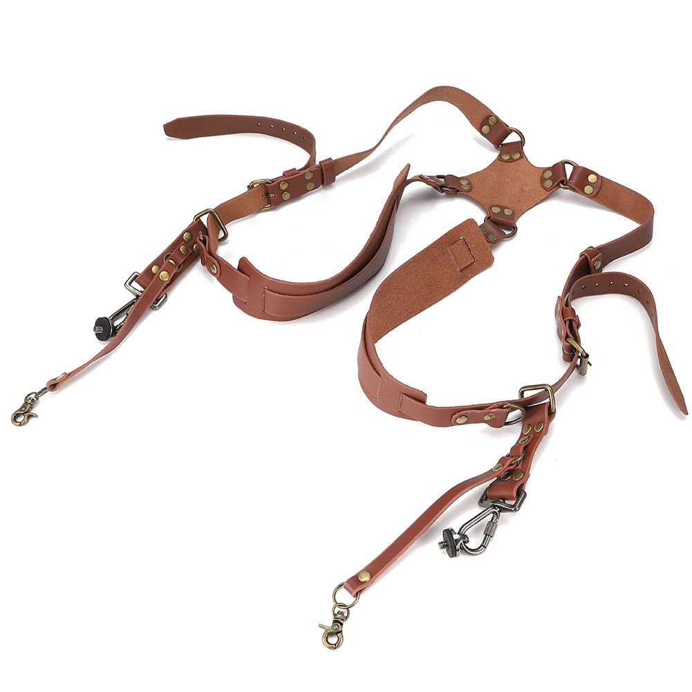 Camera Strap Leather Double Shoulder Harness Strap Photography Accessories for