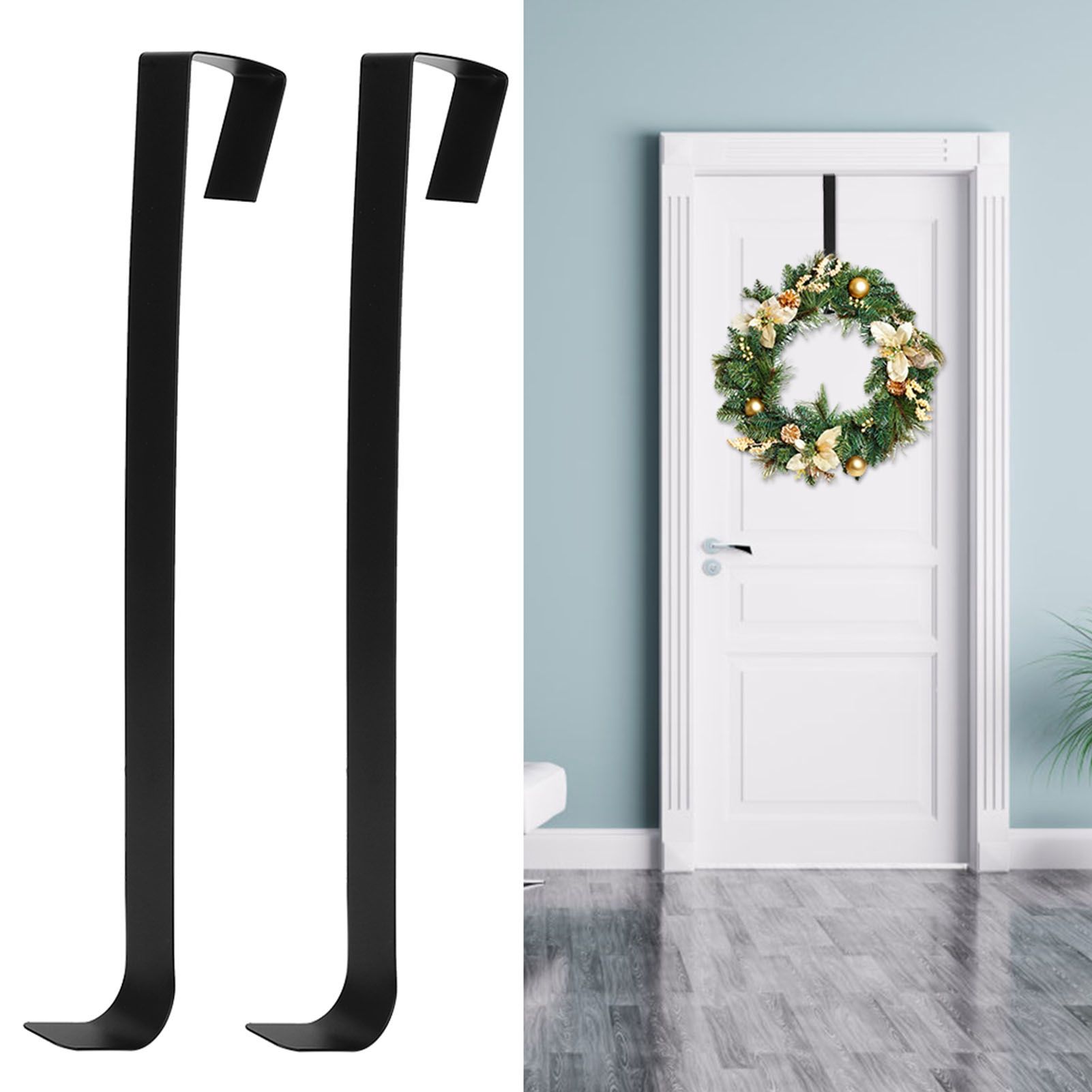 2Pcs Wrought Iron Innovative Christmas Garland Wreath Hanger Door Hook view 11