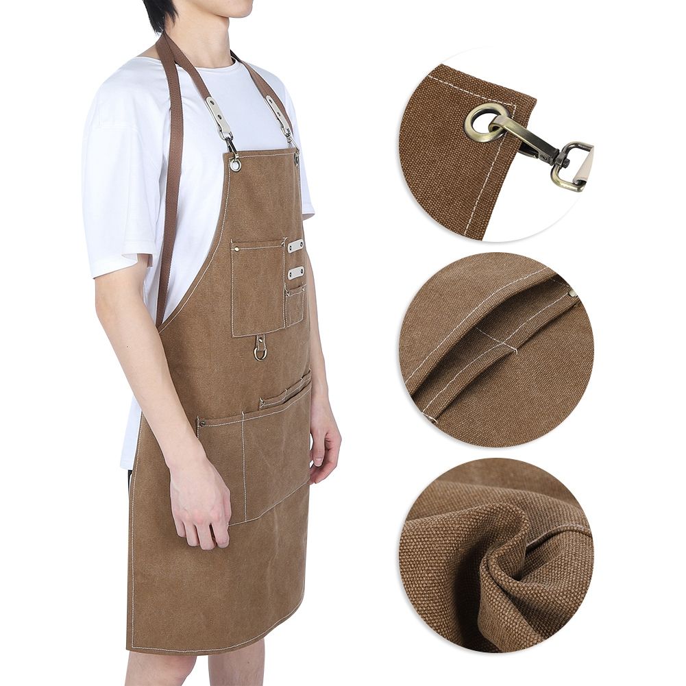 Adjustable Waterproof Apron with Pockets for Restaurant Kitchen Milk Tea view 5
