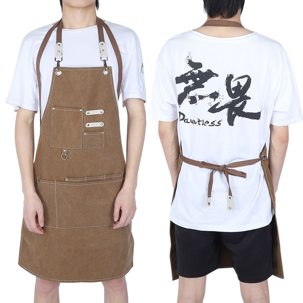 Adjustable Waterproof Apron with Pockets for Restaurant Kitchen Milk Tea view 10