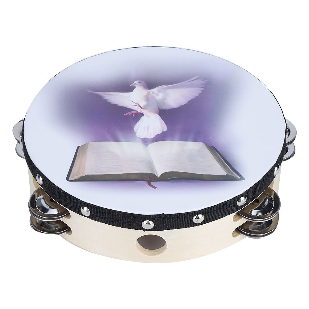 Tambourine Double Row Metal Jingle Handheld Percussion for Church Party20cm view 3