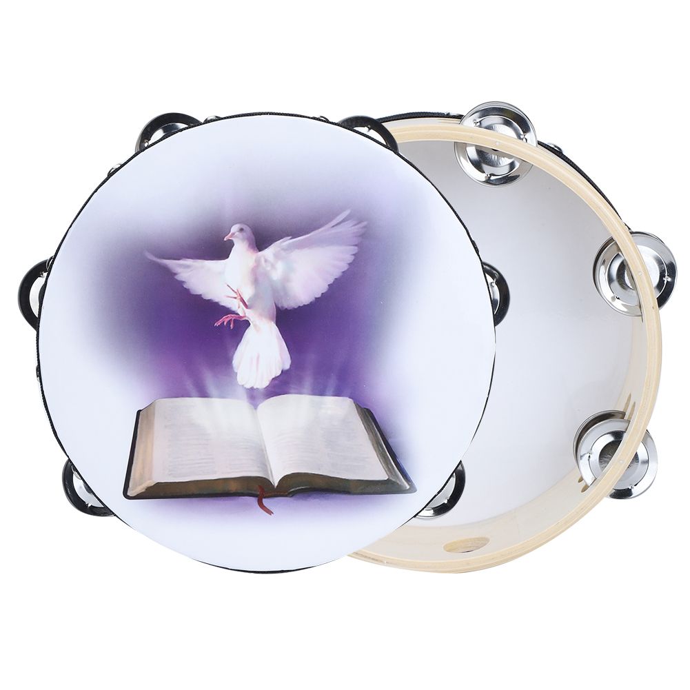 Tambourine Double Row Metal Jingle Handheld Percussion for Church Party20cm view 5