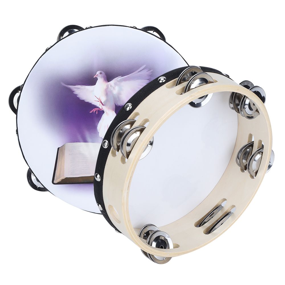 Tambourine Double Row Metal Jingle Handheld Percussion for Church Party20cm view 6