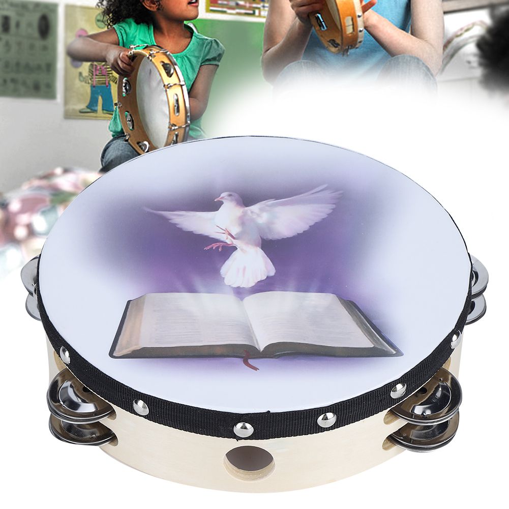 Tambourine Double Row Metal Jingle Handheld Percussion for Church Party20cm view 8