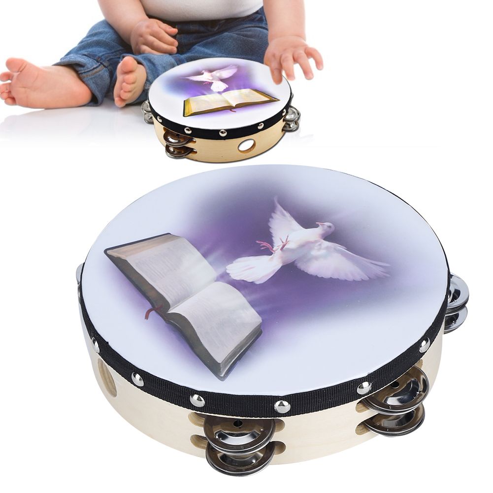 Tambourine Double Row Metal Jingle Handheld Percussion for Church Party20cm view 9
