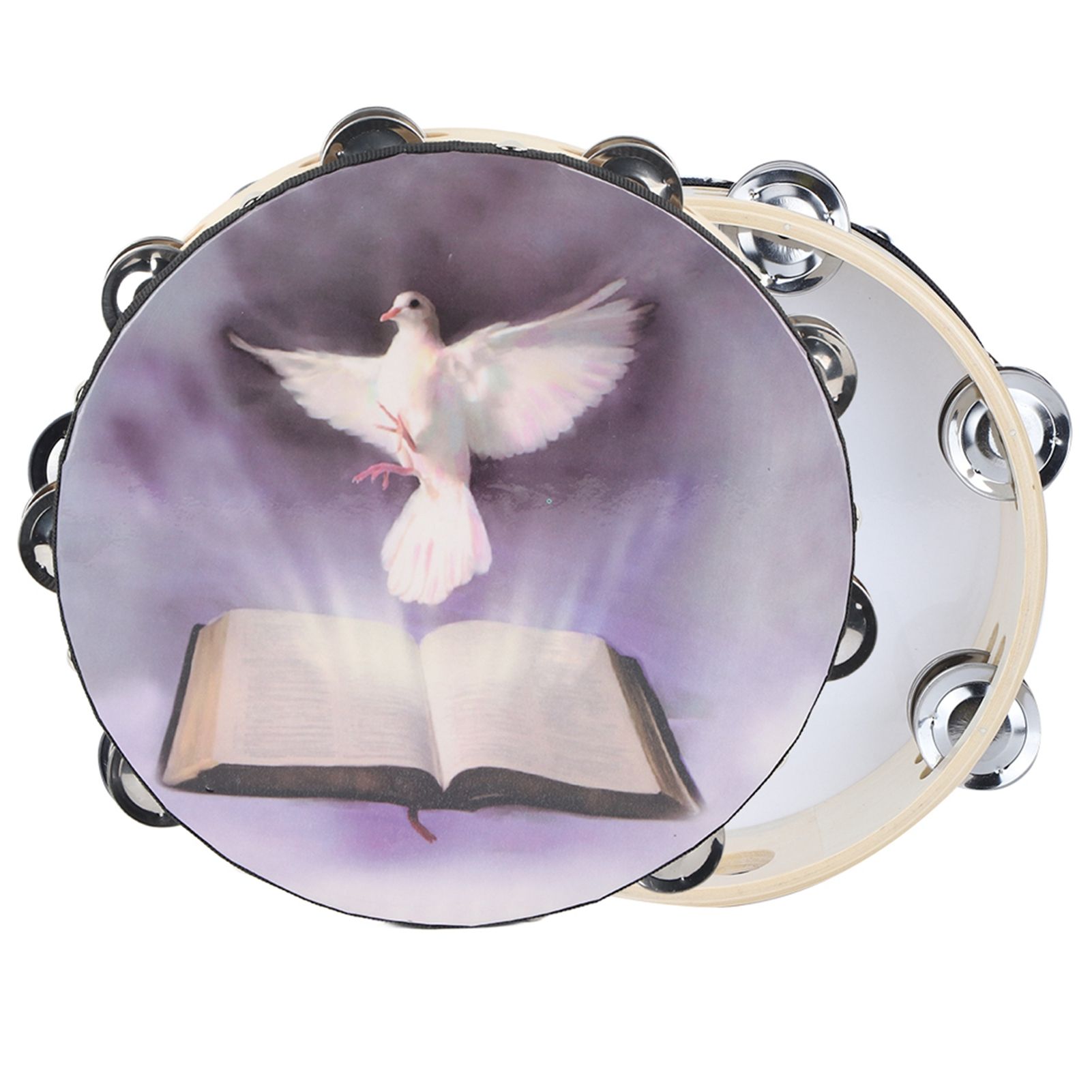 Tambourine Double Row Metal Jingle Handheld Percussion for Church Party25cm view 5