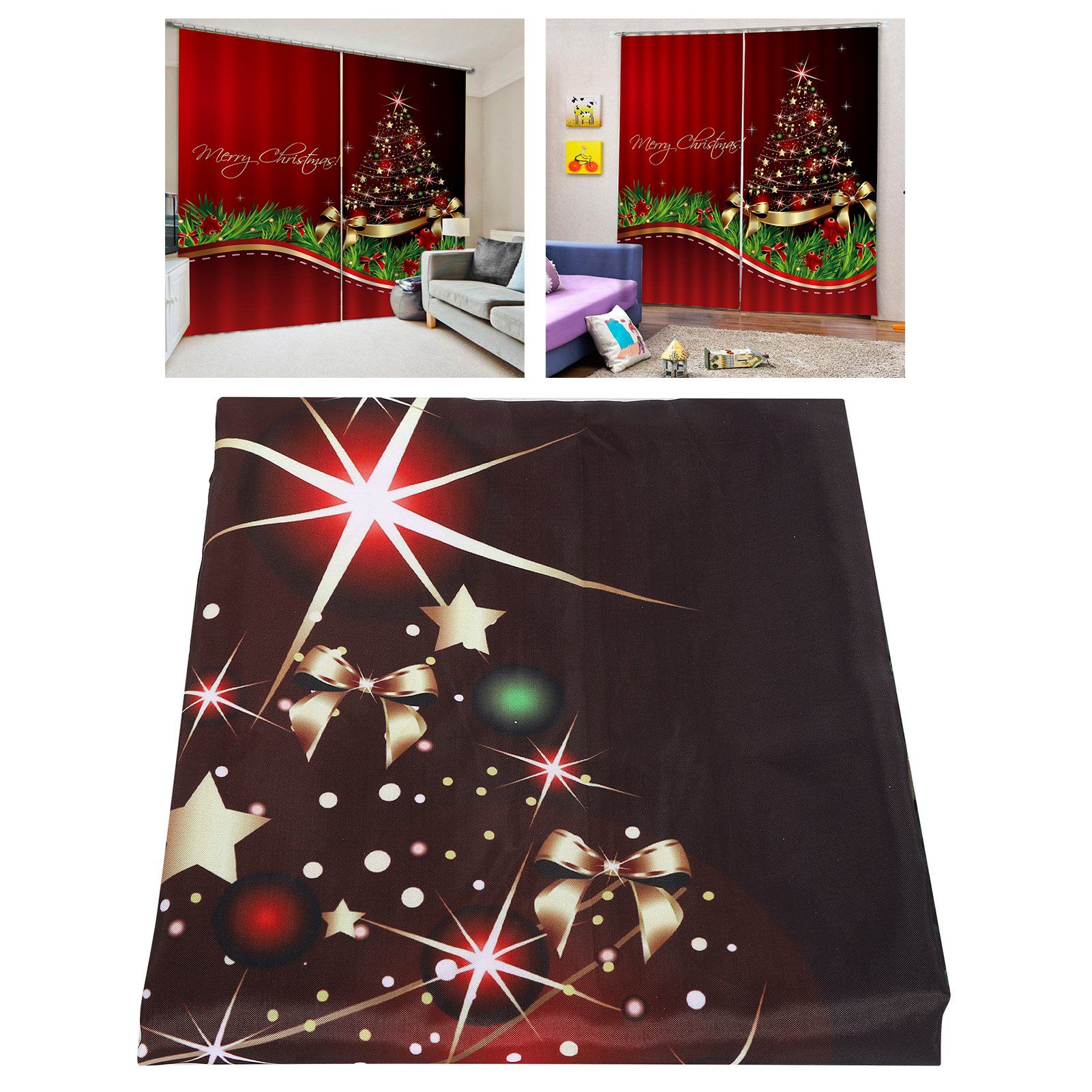 Waterproof Christmas Curtain Window Decorations Christmas Ornaments Home view 10