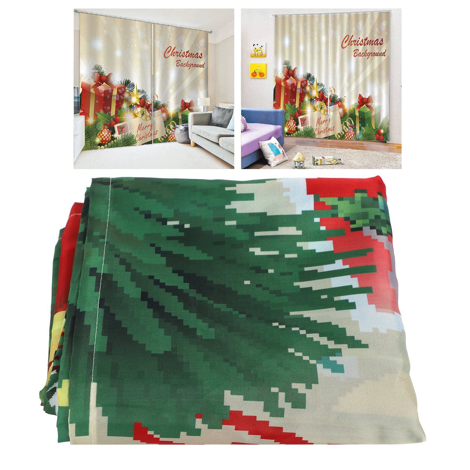 Waterproof Christmas Curtain Window Decorations Christmas Ornaments Home view 10