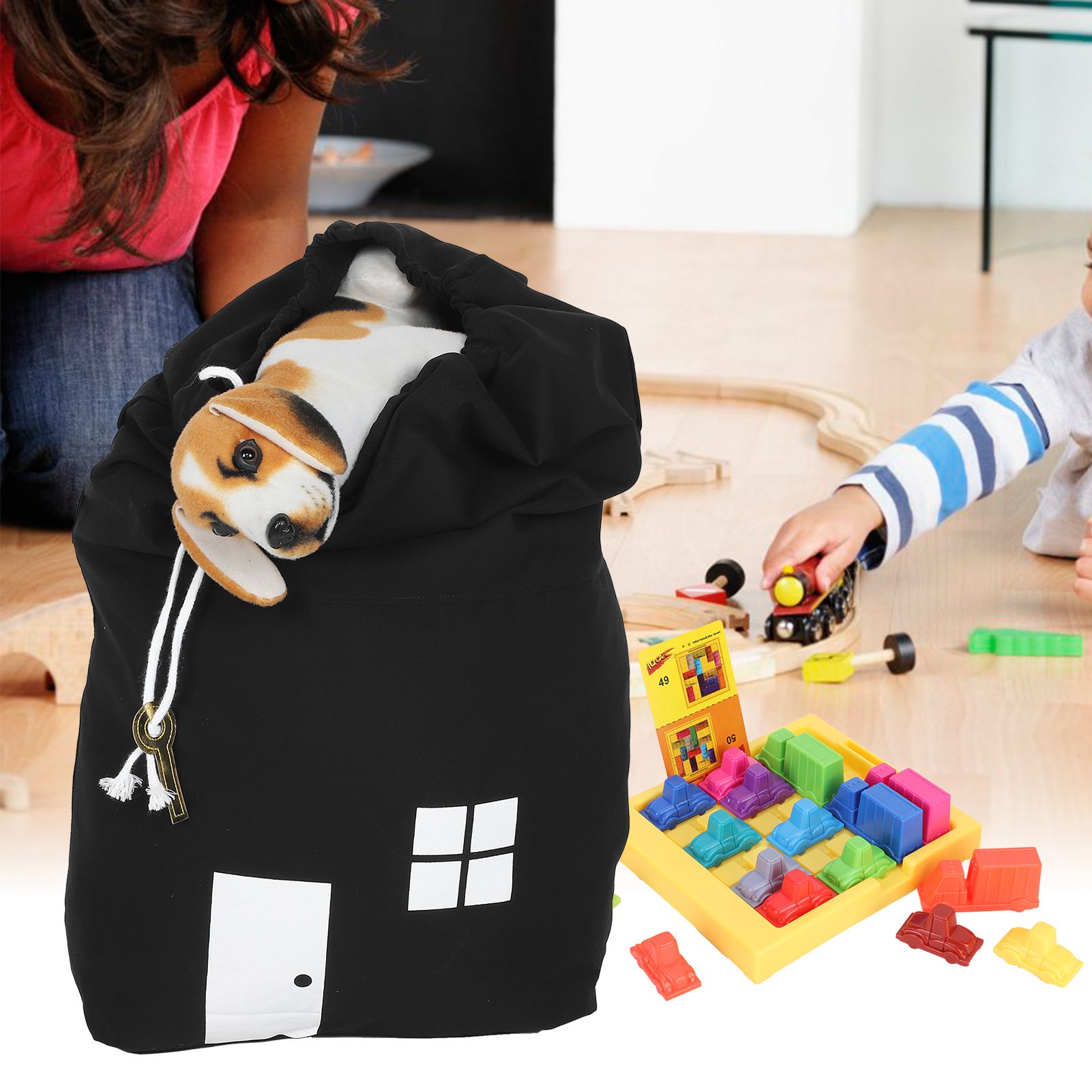 Mini HouseShaped Canvas Storage Bag Drawstring Bags Organizer for Toys Clothes view 10