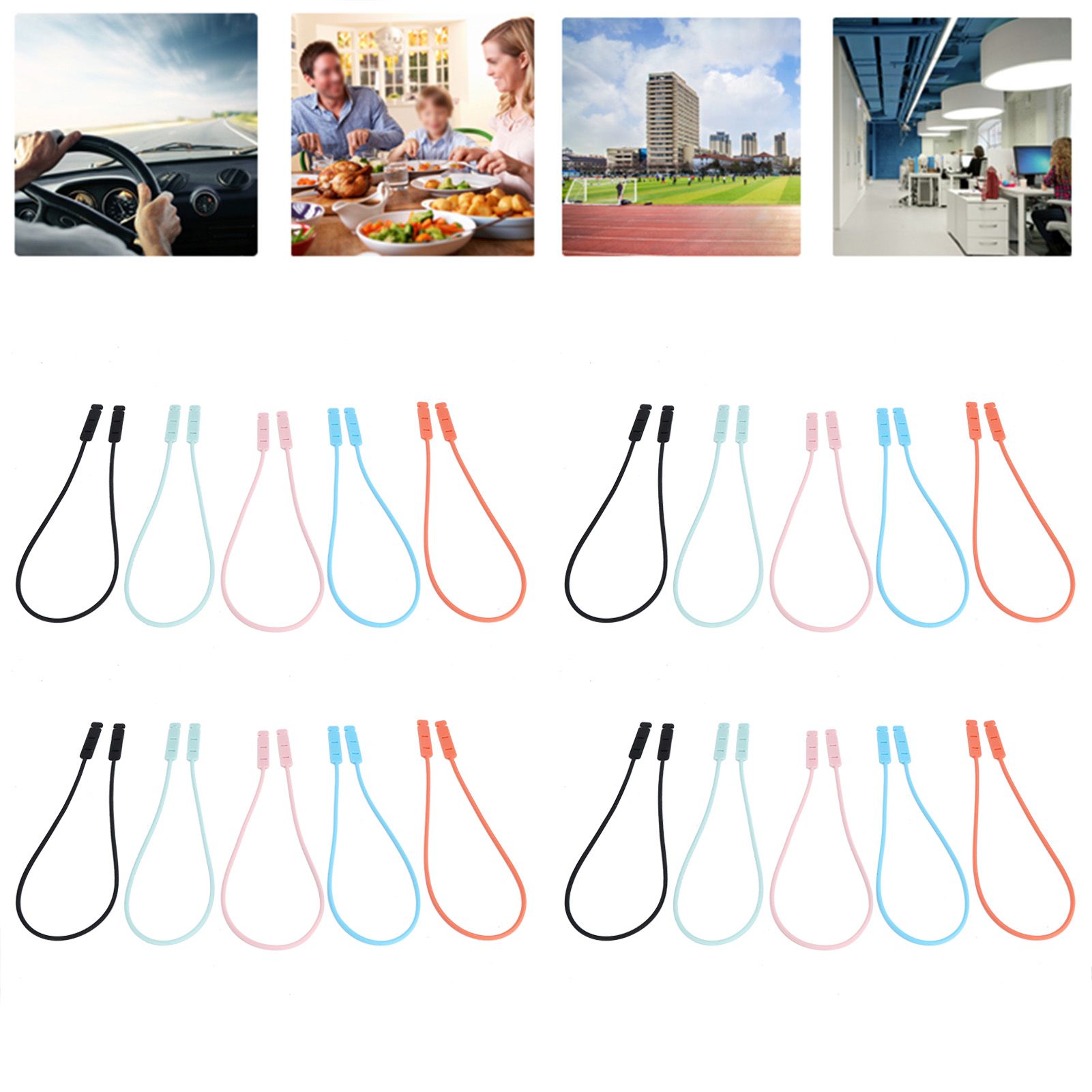 4Set Universal Soft Silicone Elastic MouthMuffle Strap Belt for Doctor Nurse view 9