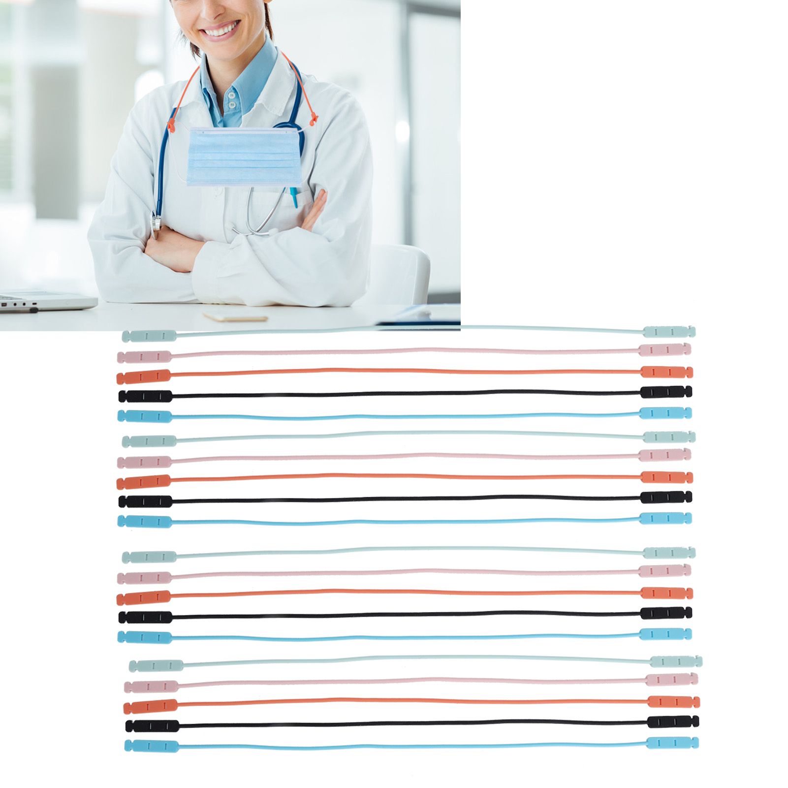 4Set Universal Soft Silicone Elastic MouthMuffle Strap Belt for Doctor Nurse view 10