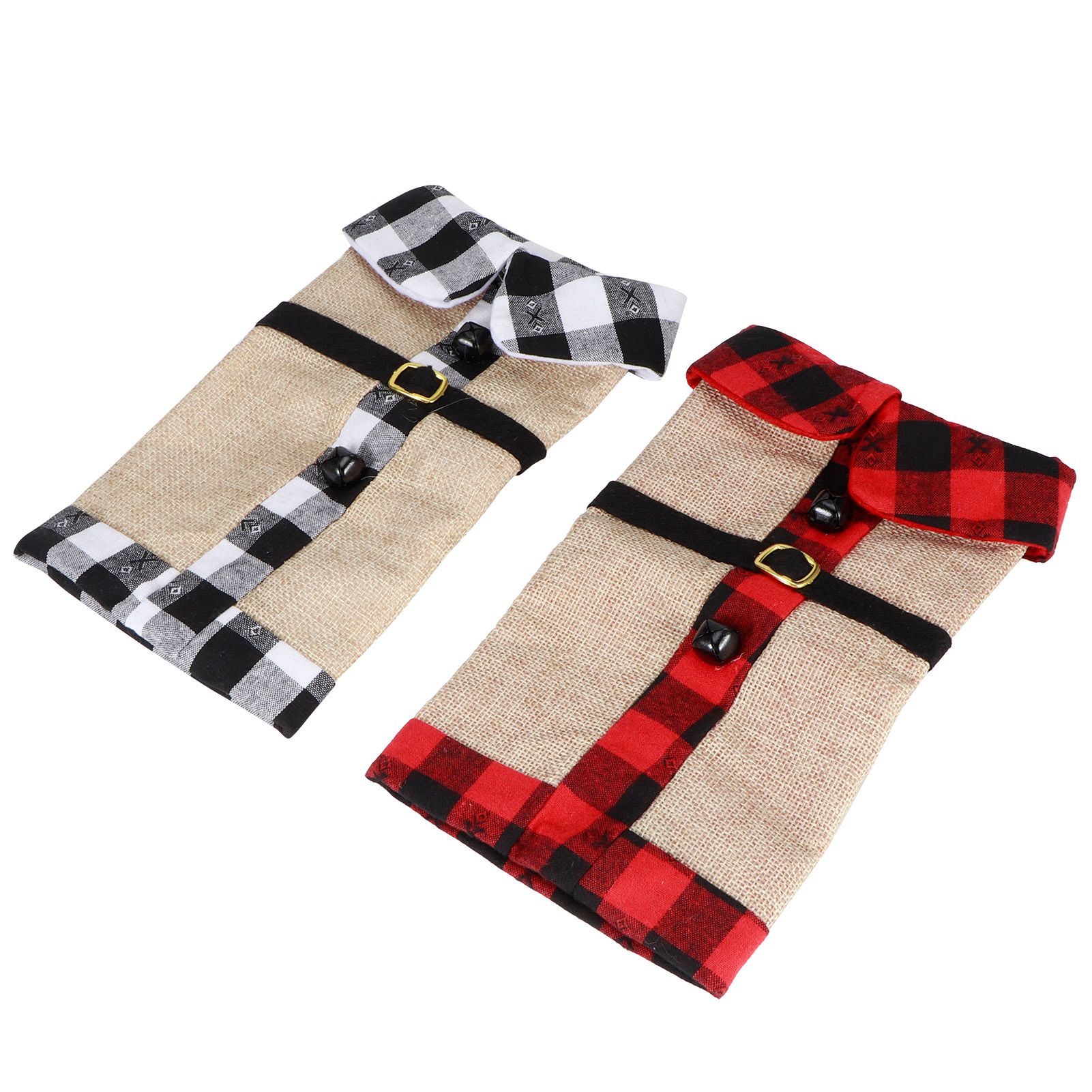 2Pcs Christmas Cloth Wine Bottle Cover Drinkware for Xmas Party Decorations
