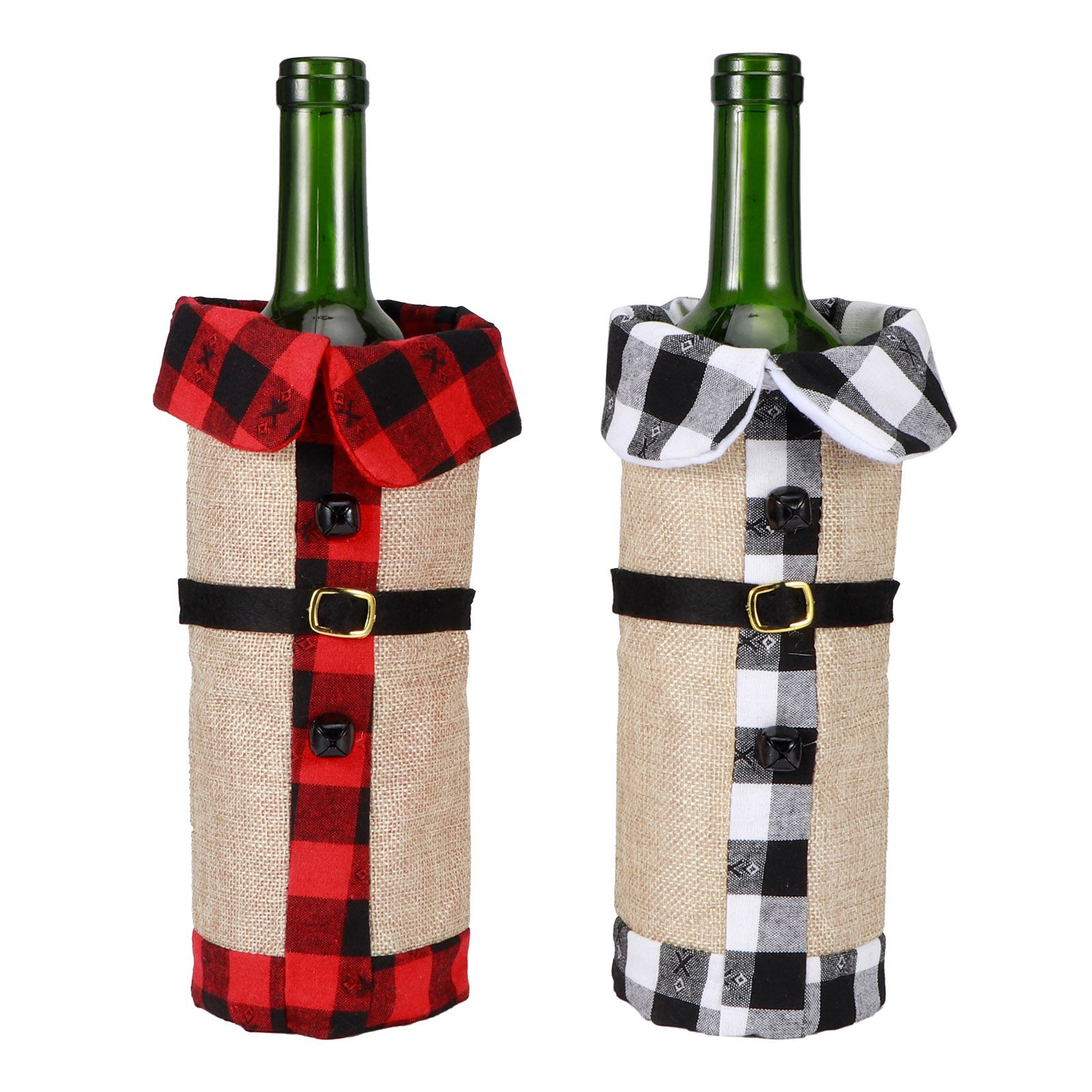 2Pcs Christmas Cloth Wine Bottle Cover Drinkware for Xmas Party Decorations view 6