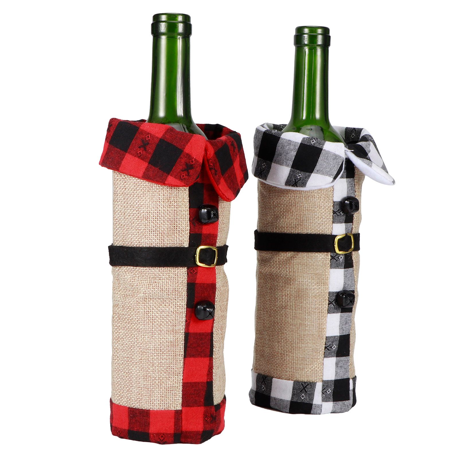 2Pcs Christmas Cloth Wine Bottle Cover Drinkware for Xmas Party Decorations view 7