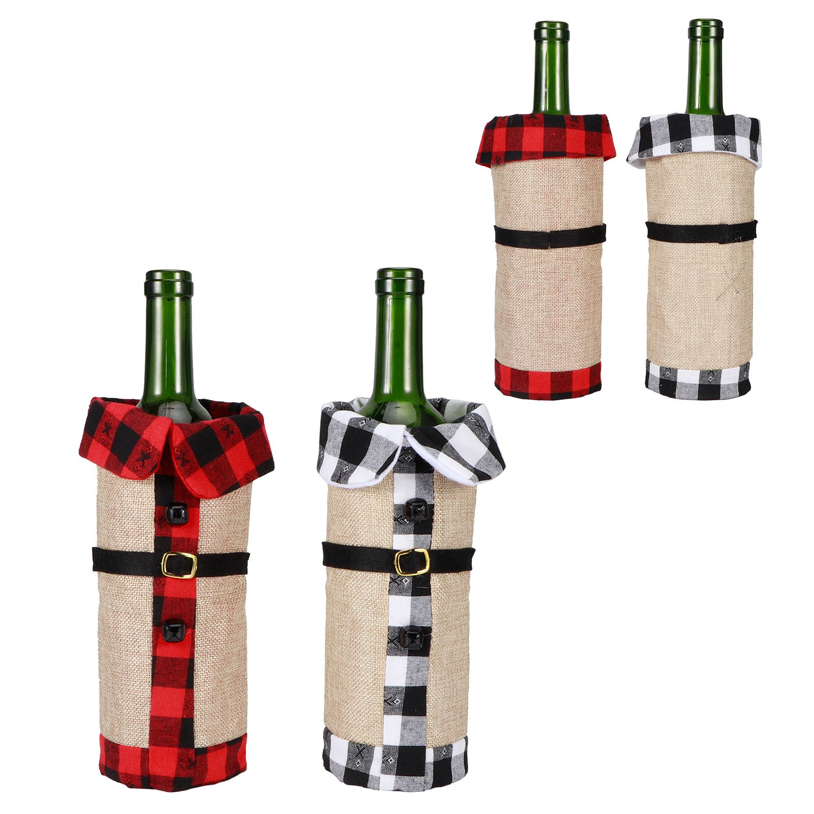 2Pcs Christmas Cloth Wine Bottle Cover Drinkware for Xmas Party Decorations view 8
