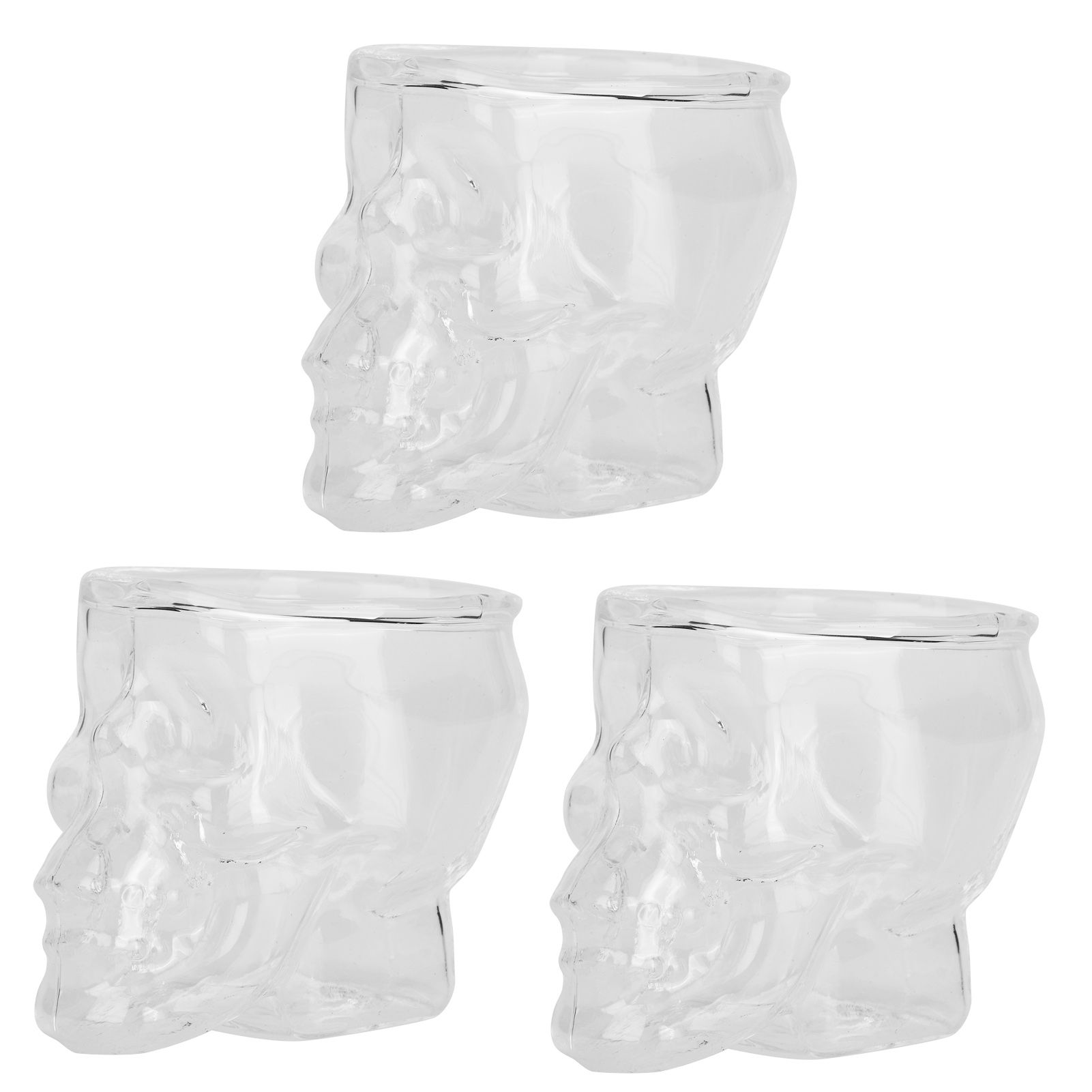 3PCS 75ML Skull Head Shaped Glass Cup Wine Mug Beer Beverage Drink Container view 2