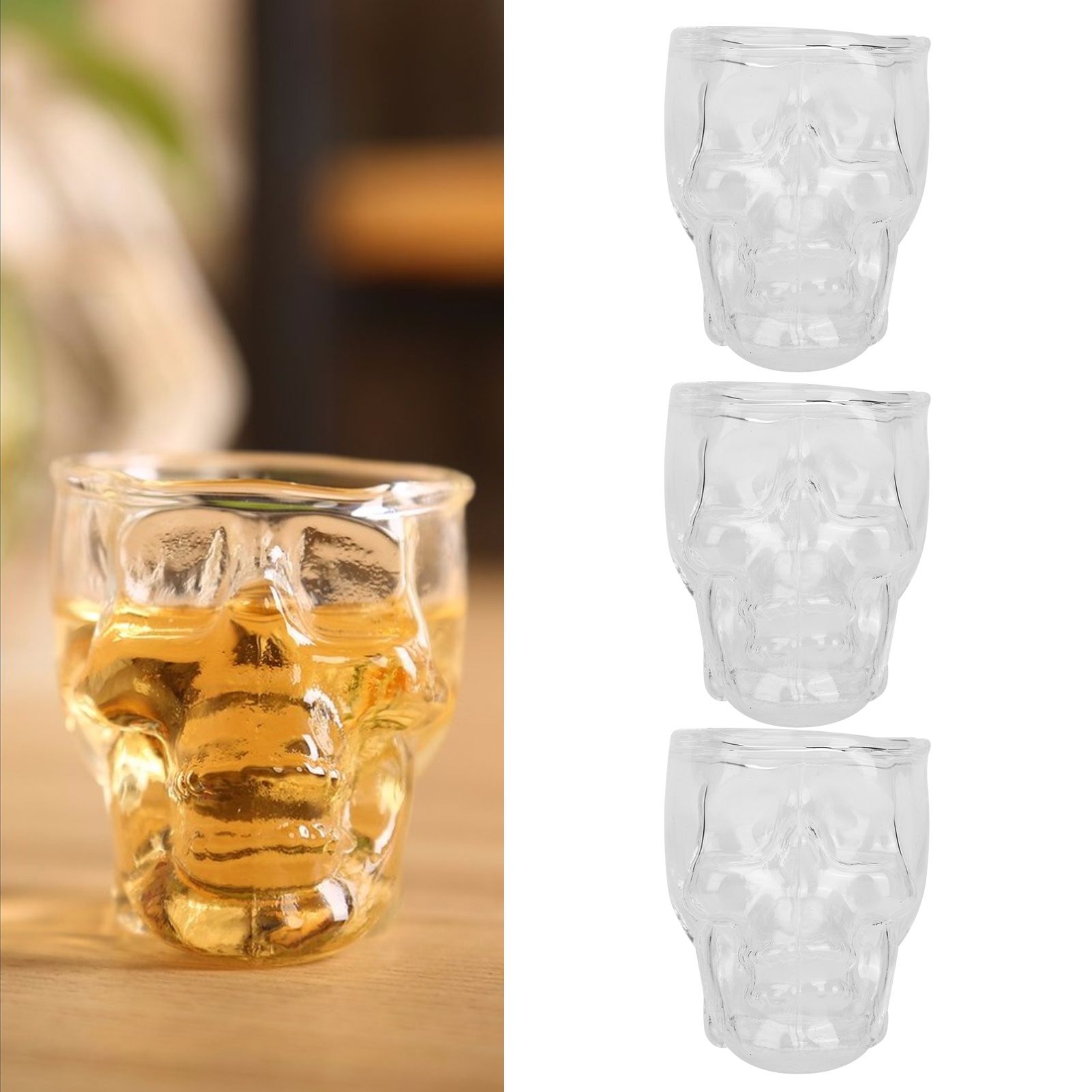 3PCS 75ML Skull Head Shaped Glass Cup Wine Mug Beer Beverage Drink Container view 10