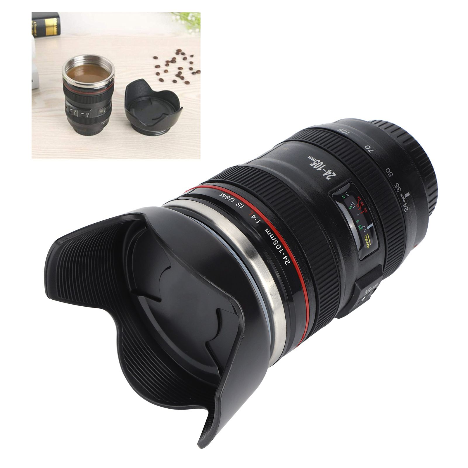 Simulation Camera Lens Cup Stainless Steel Coffee Cup Mugs with Retractable view 9