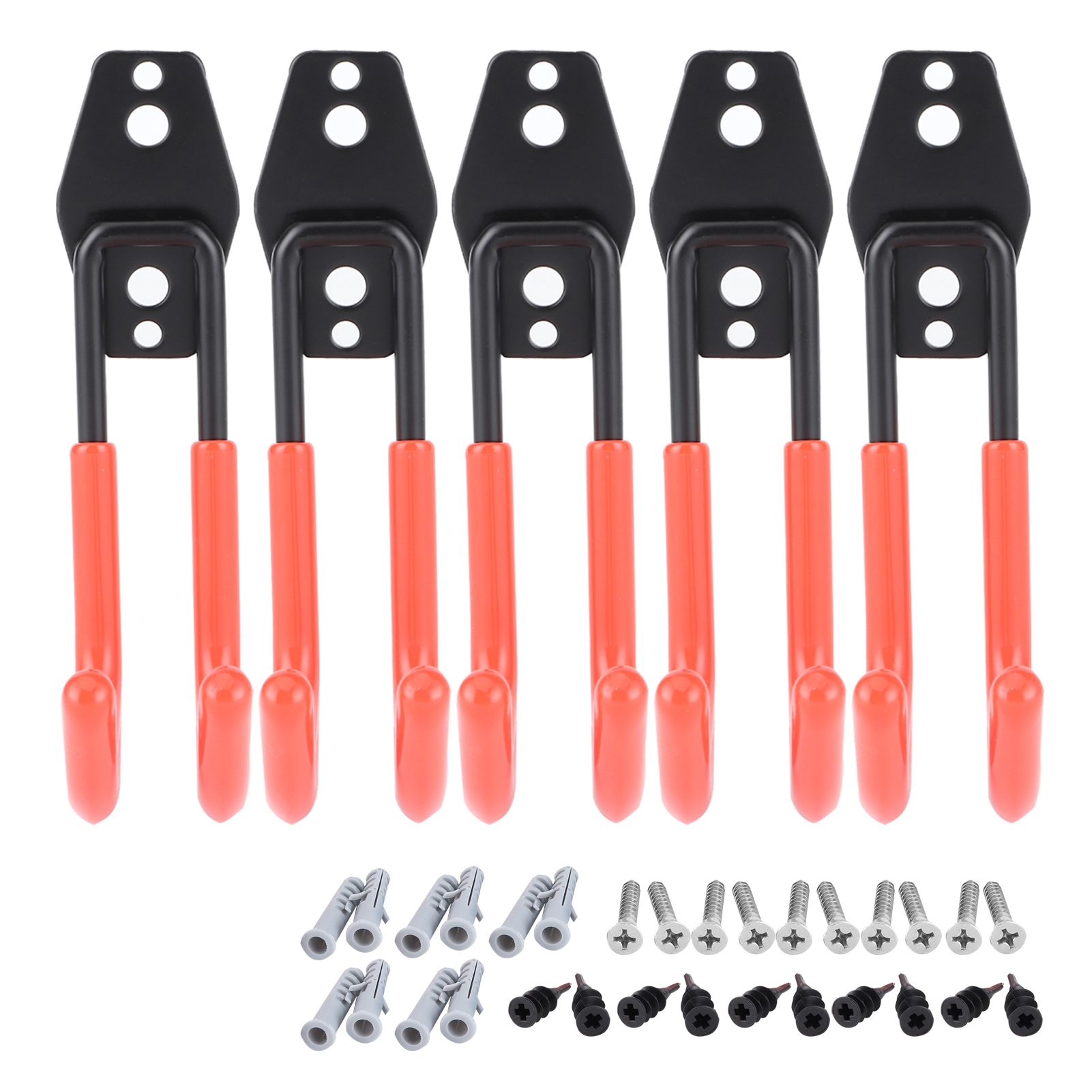 5Pcs Wall Mounted Double Hook Heavy Duty Garage Storage Utility Hooks with view 2