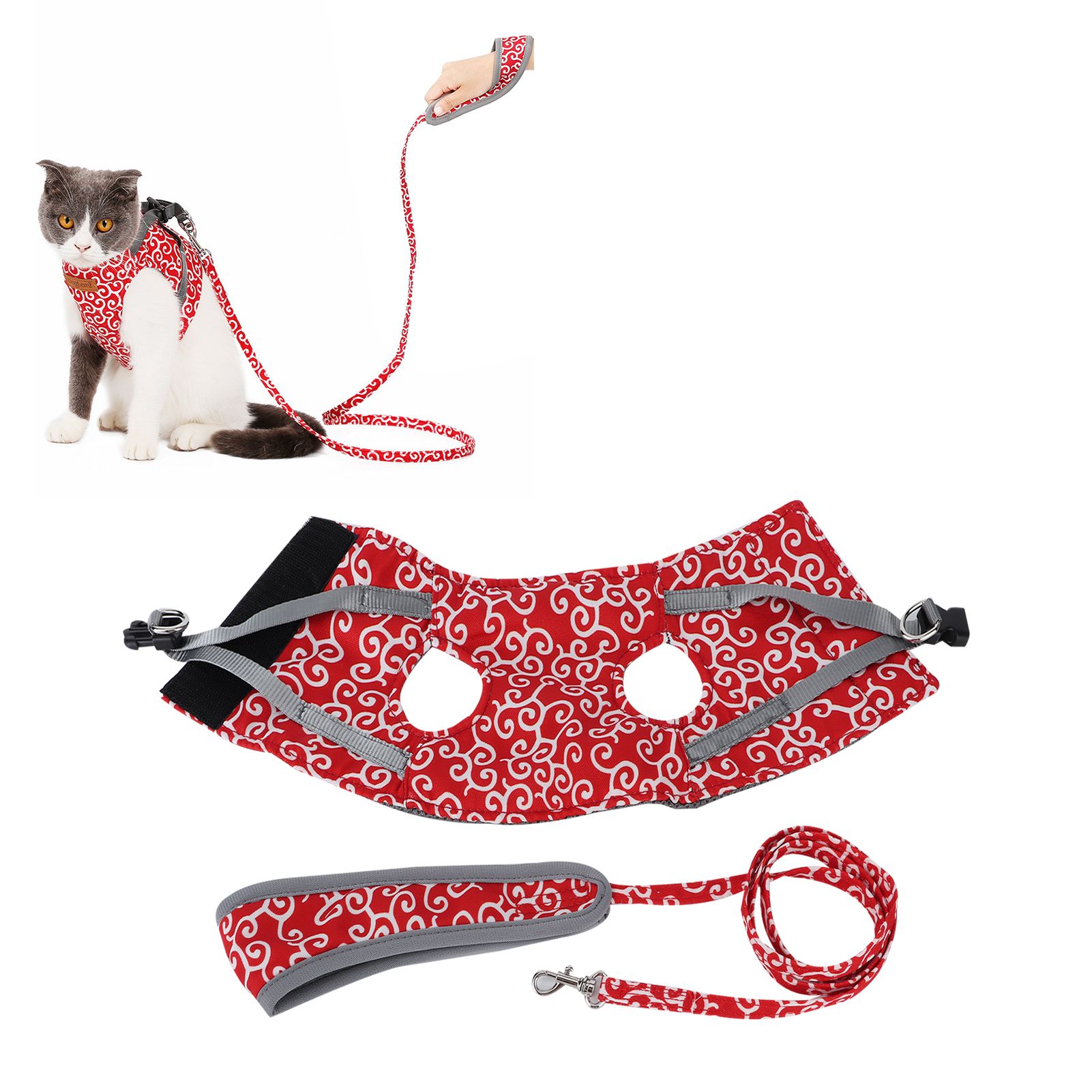 Breathable Pet Leash Vest Prevent Escape Walking Clothing Set for Cat and view 9