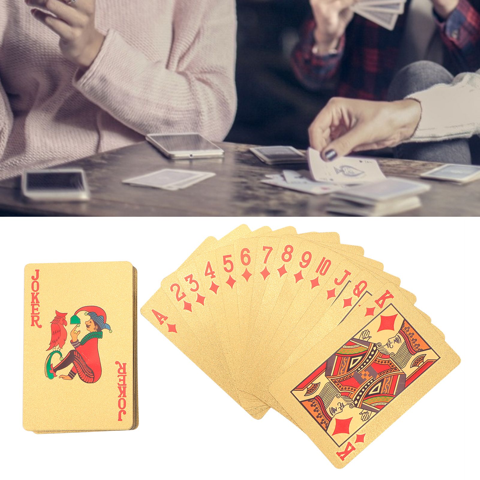Waterproof Plastic Cards Set with Gold Foil Table Games for Party Beach view 10