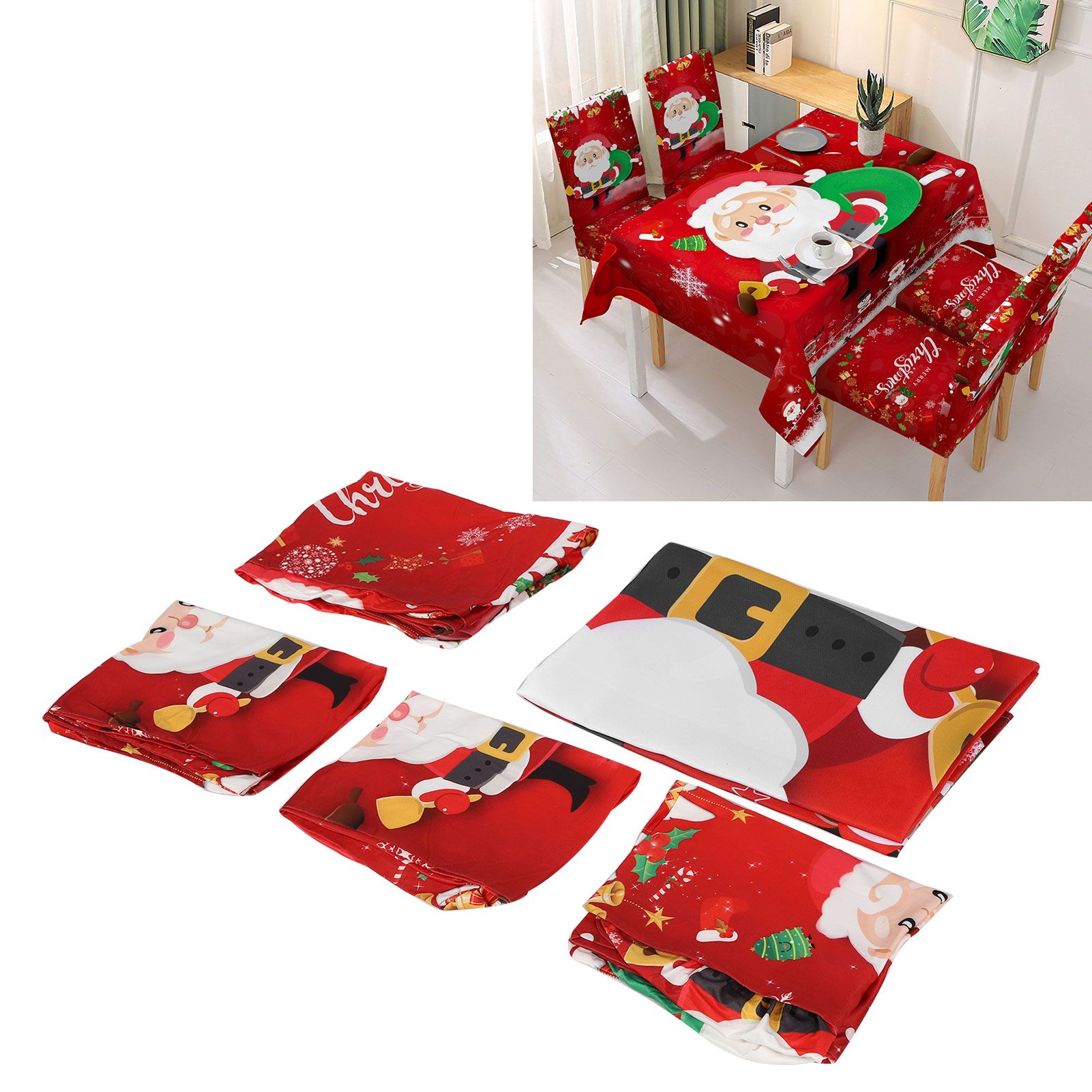 Christmas Tablecloth Chair Covers Set for Home Kitchen Dining Room Festive view 10