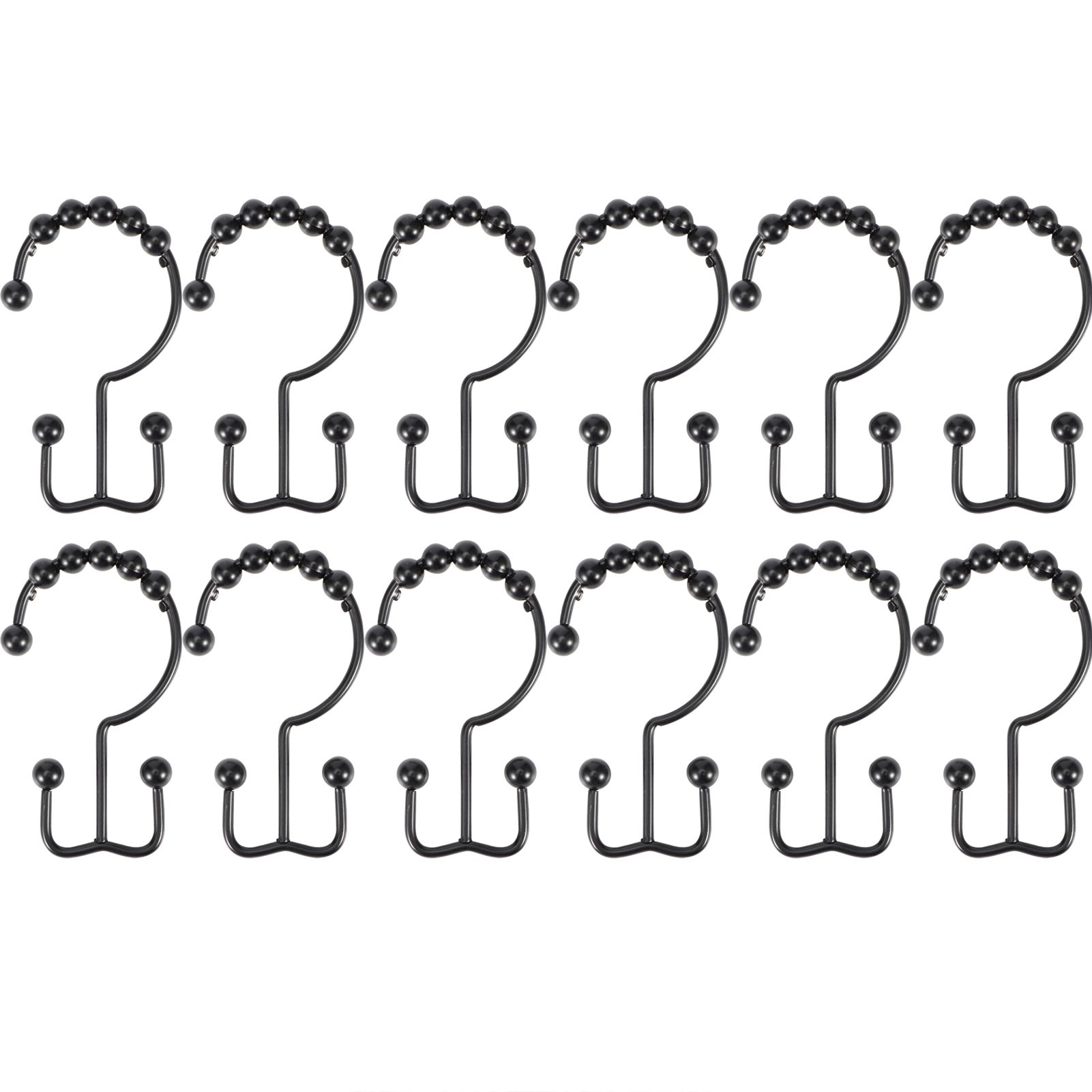 12Pcs Multipurpose 8 Beads Double Glide Hanging Hook Bathroom Shower Curtain view 2