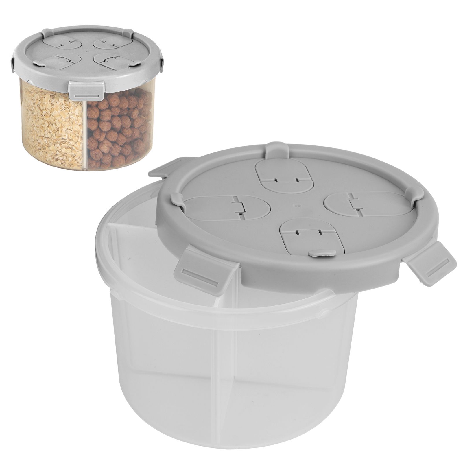 Food Storage Box Grains Containers Semitransparent 4 Compartment Holder Tray view 9