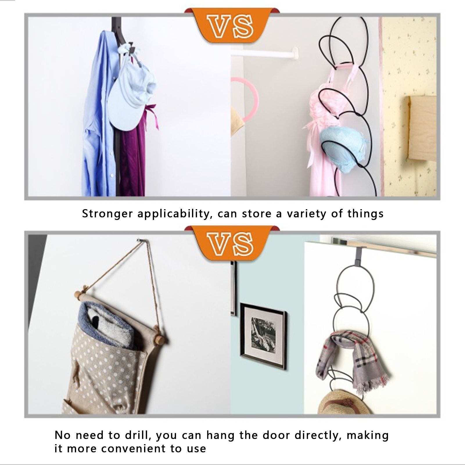 Hats Clothes Tie Holder Wire Stackable Storage Rack Kitchen Organizer Door view 12