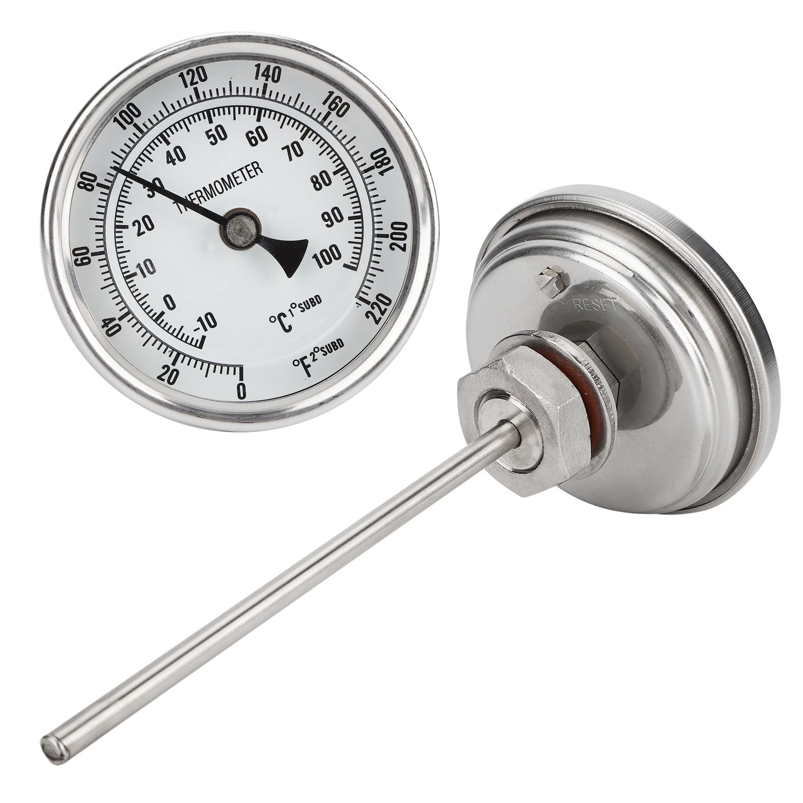 1/2 NPT Thread Stainless Steel Dial Thermometer Homebrew Kettle Thermometer view 4