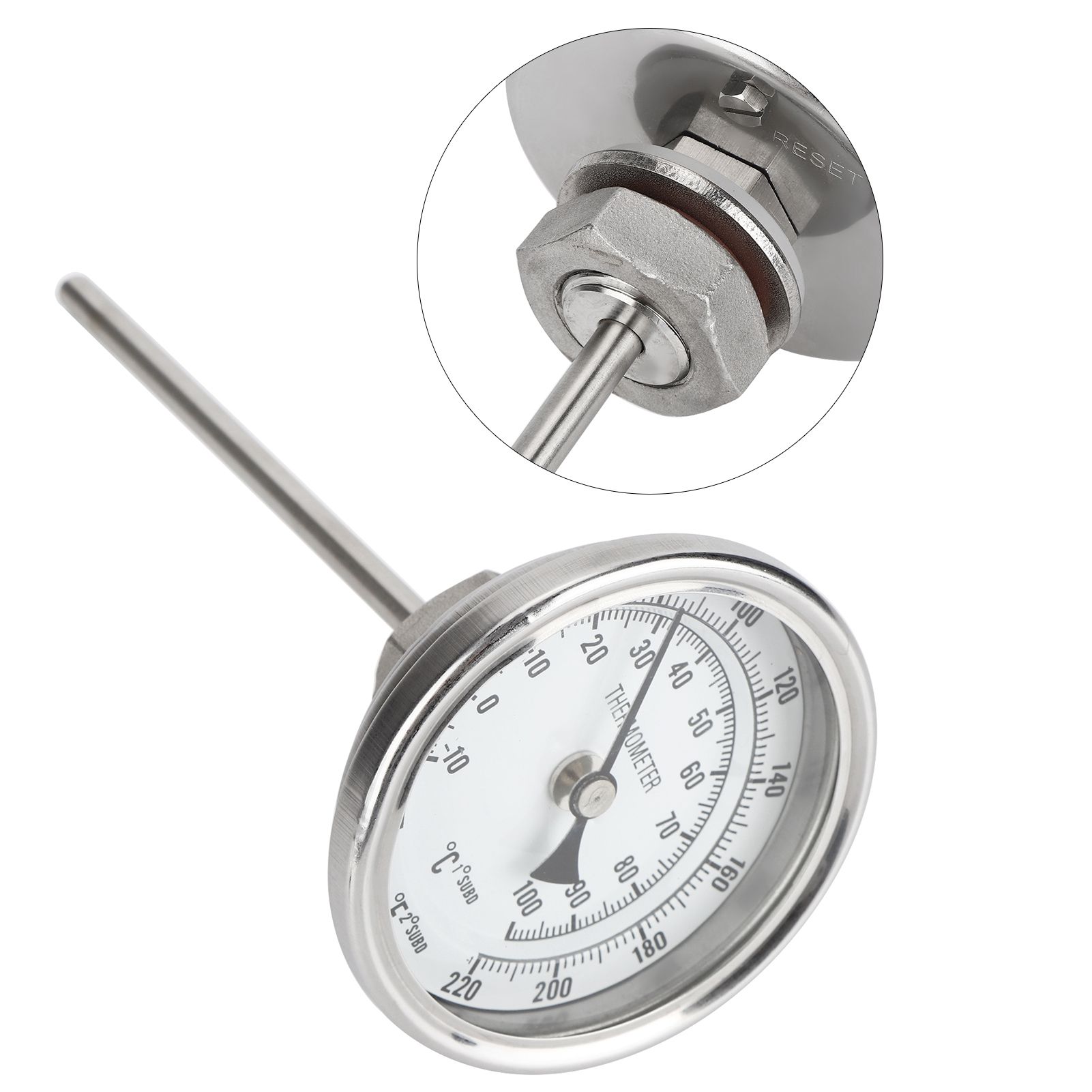 1/2 NPT Thread Stainless Steel Dial Thermometer Homebrew Kettle Thermometer view 8