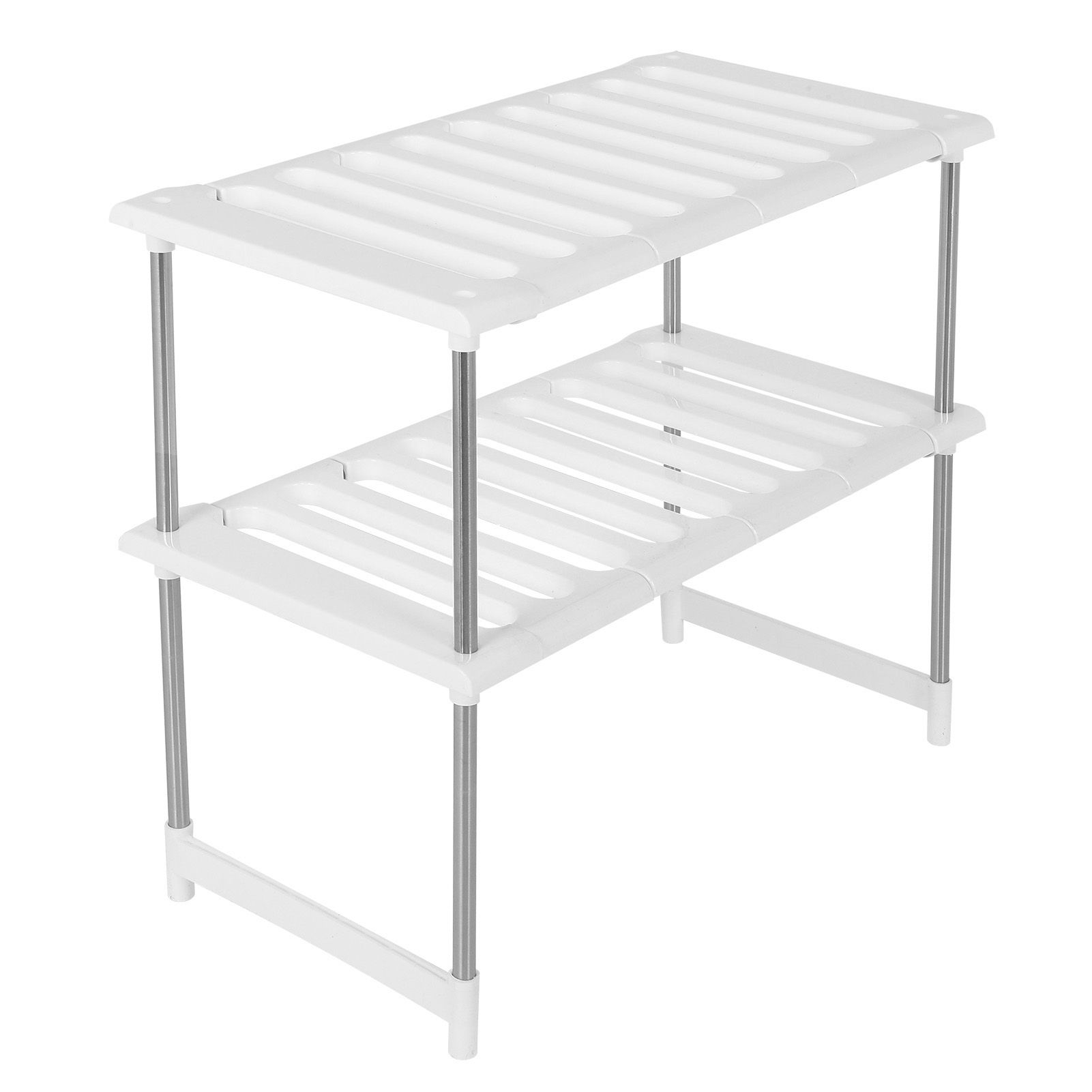 2-Tier Under Sink Rack Stainless Steel Expandable Storage Organizer Kitchen view 4