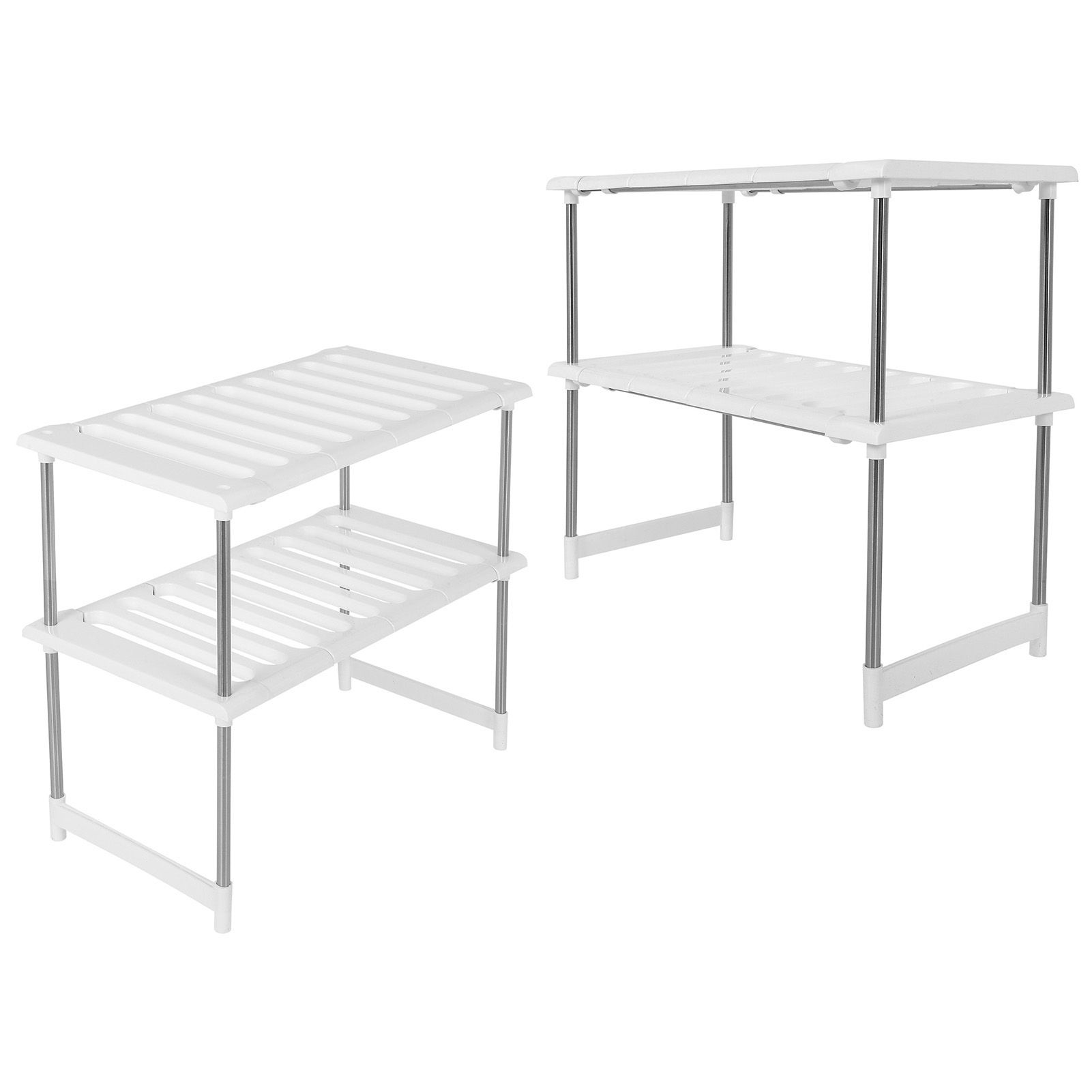 2-Tier Under Sink Rack Stainless Steel Expandable Storage Organizer Kitchen view 8