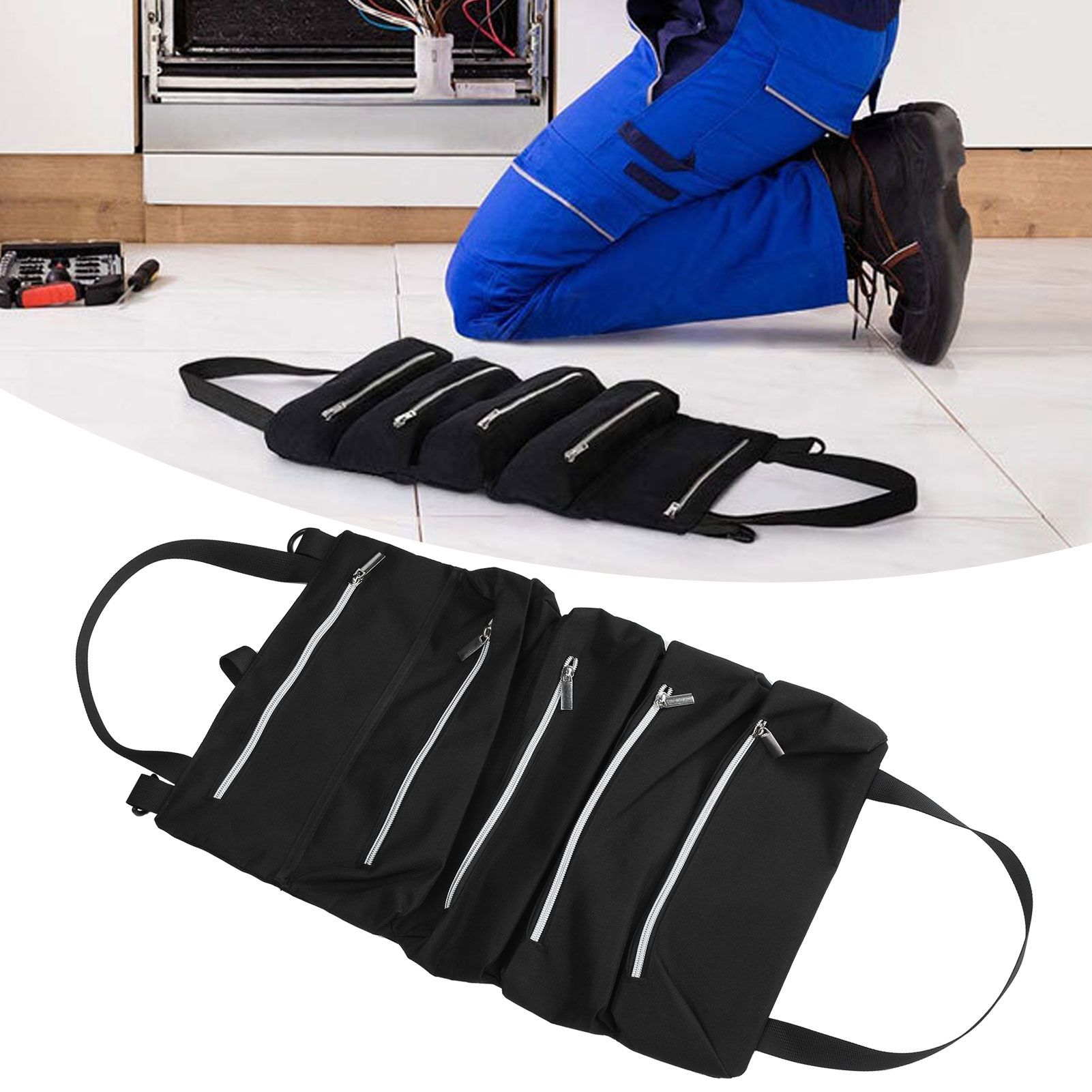 MultiPurpose Tool Roll Up Bag Tool Organizer Pouch Hanging Zipper Carrier Tote view 10