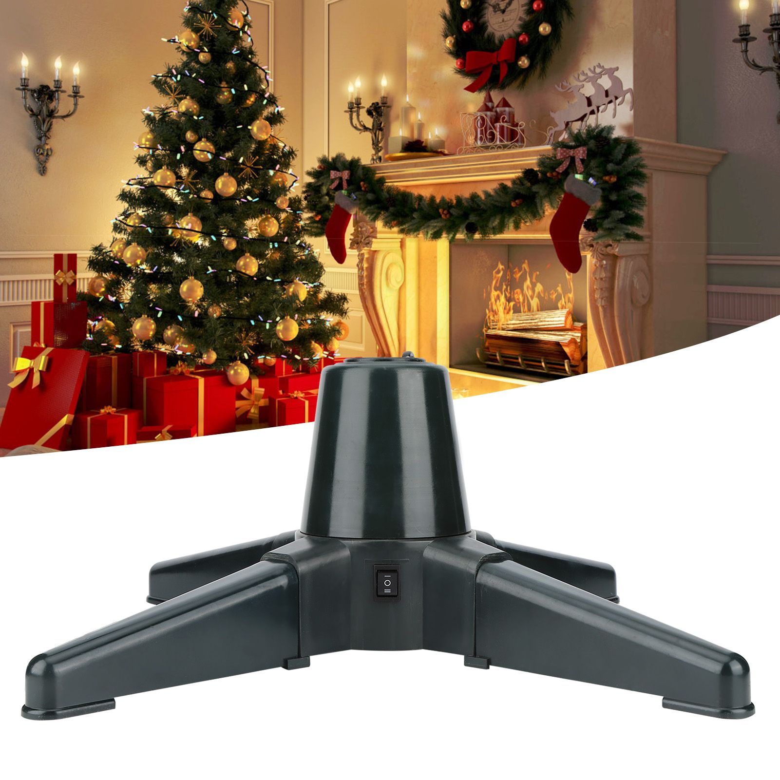 Christmas Tree Stand Electric 360 Degree Rotating Base Tree Support Shelf view 9