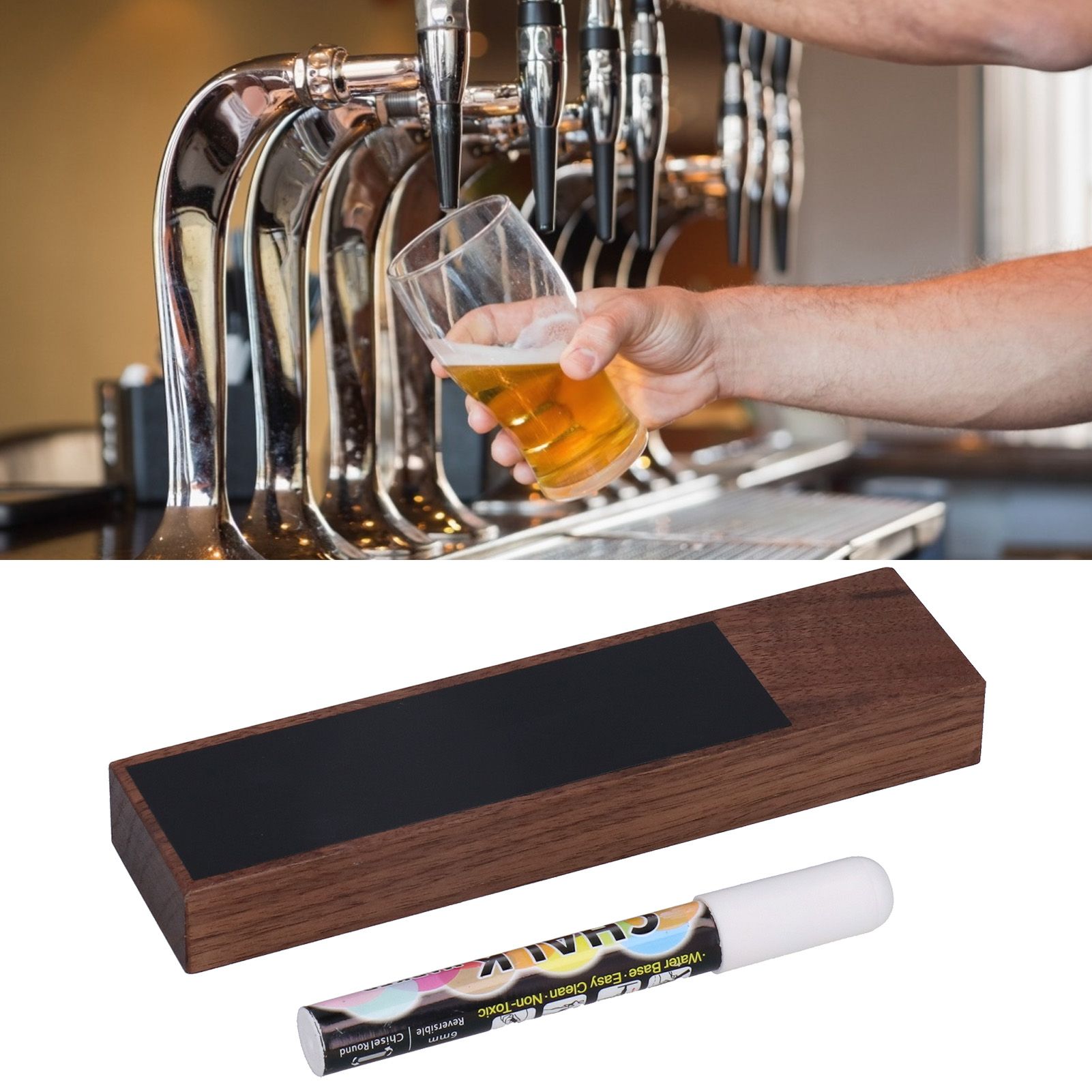 Wooden Chalkboard Craft Beer Tap Handles with Chalk for Home Brewing Kegging view 9