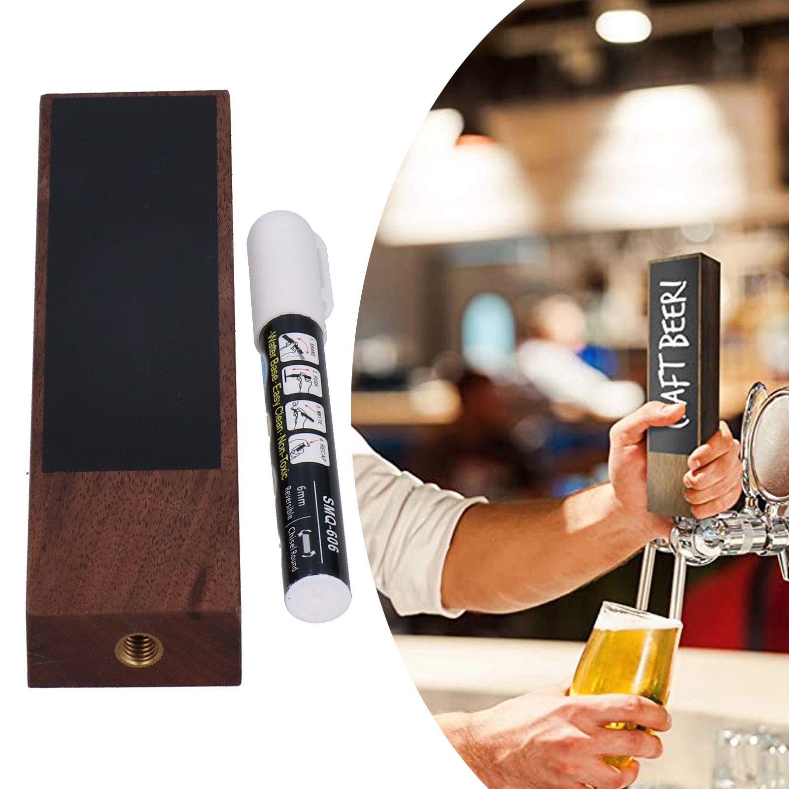 Wooden Chalkboard Craft Beer Tap Handles with Chalk for Home Brewing Kegging view 10