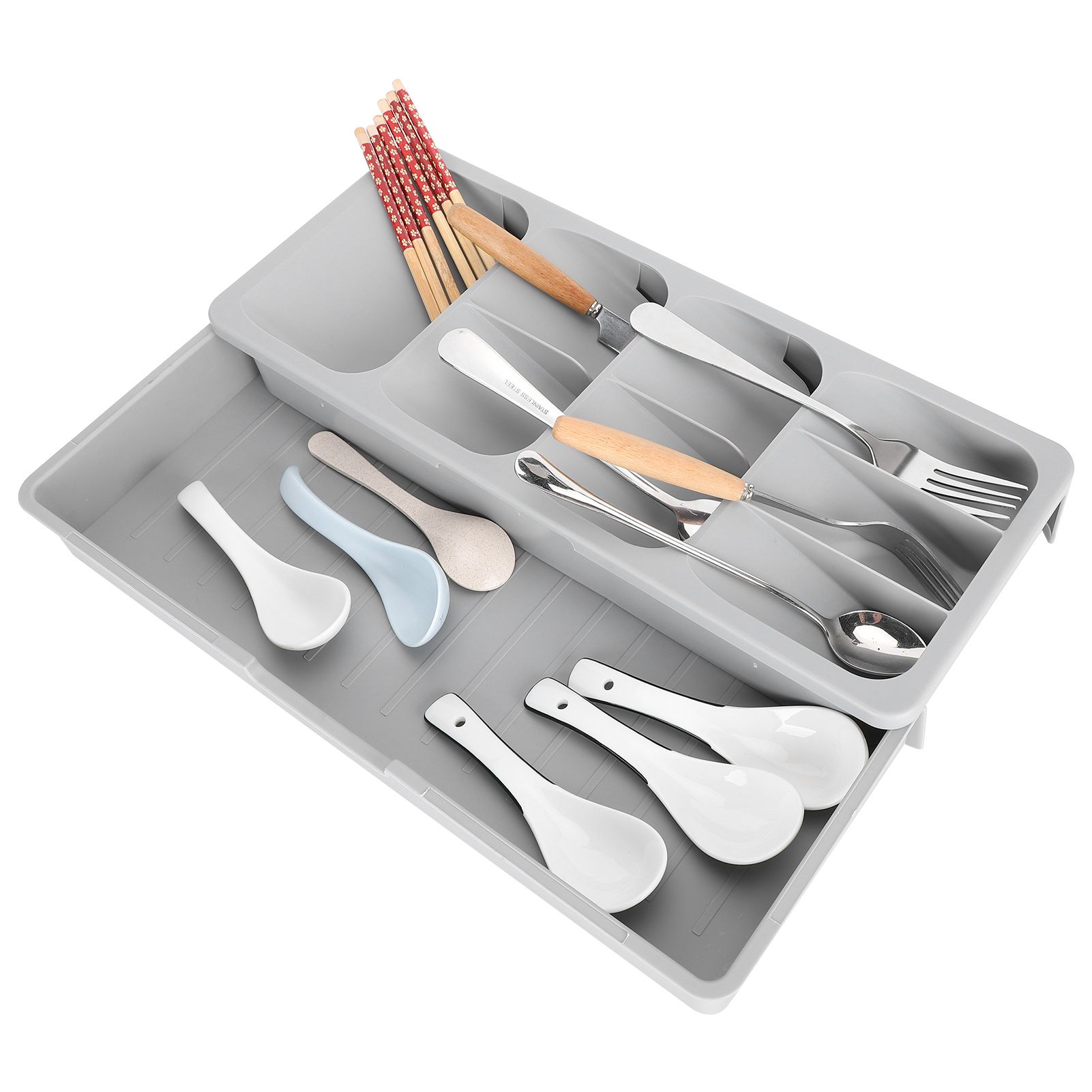 Knives and Forks Organizer Multiple Layers Spoon Holder Separation Kitchen view 8