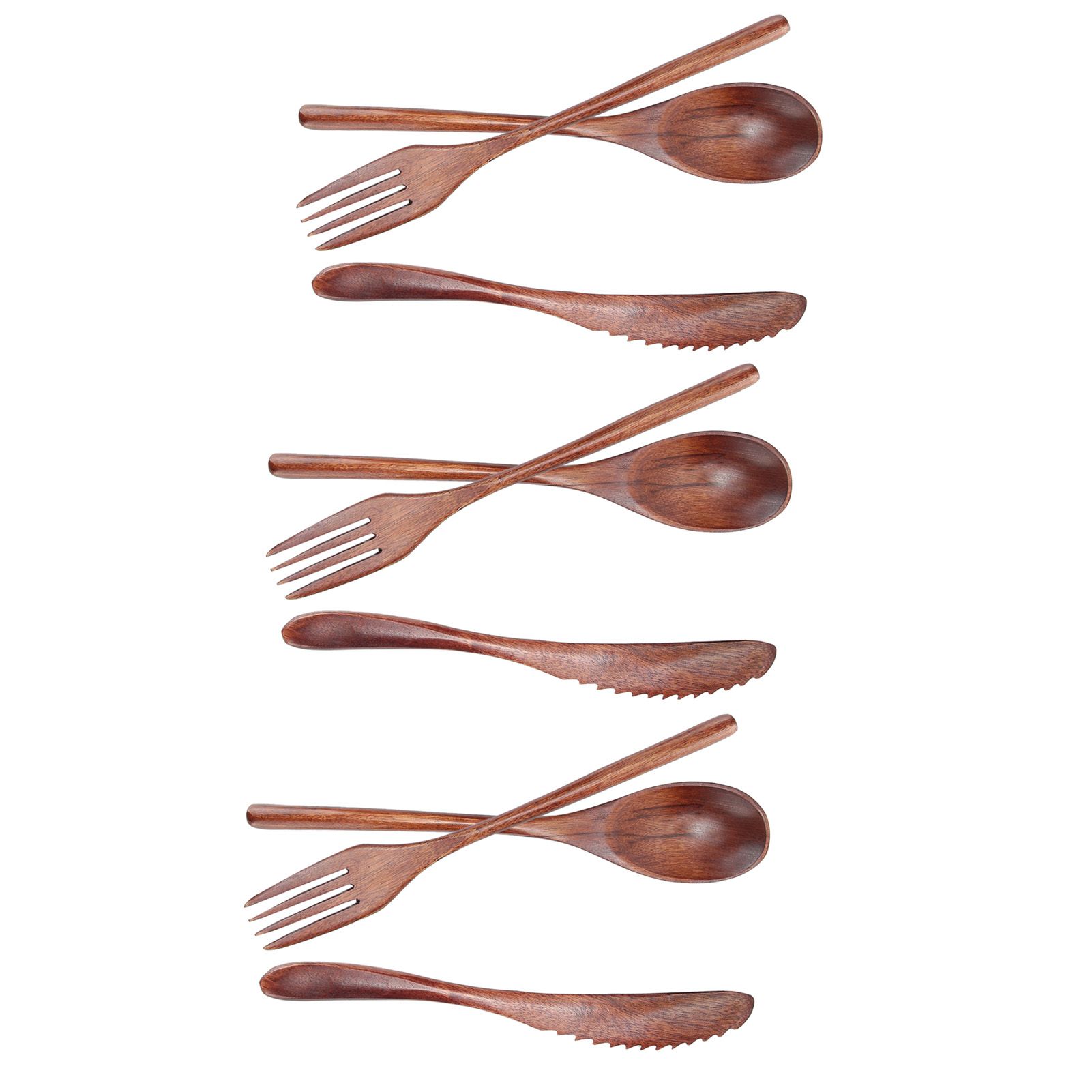 3Set Tableware Wooden Fork Spoon Knife Kit Kitchen Cutlery for Home Cafe view 3