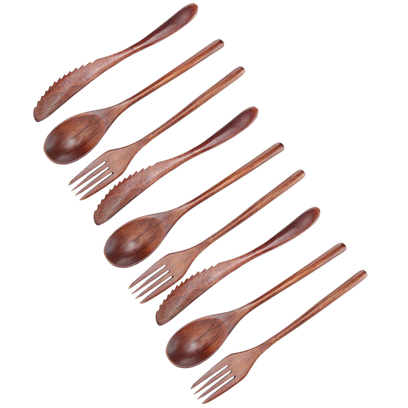 3Set Tableware Wooden Fork Spoon Knife Kit Kitchen Cutlery for Home Cafe view 7