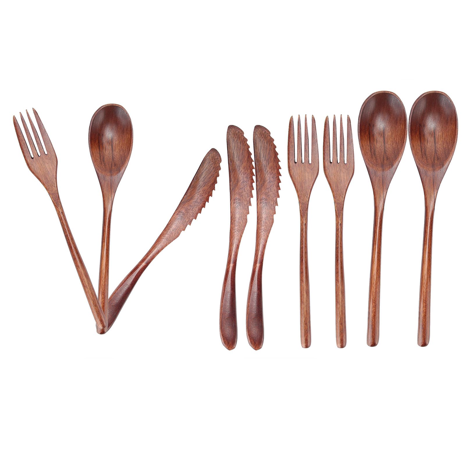 3Set Tableware Wooden Fork Spoon Knife Kit Kitchen Cutlery for Home Cafe view 8
