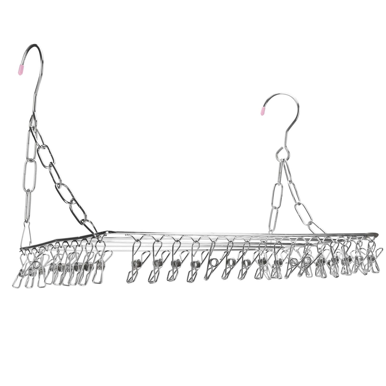 Clothes Drying Rack with 36 Clips Stainless Steel Socks Shoes Hanger Organizer view 4