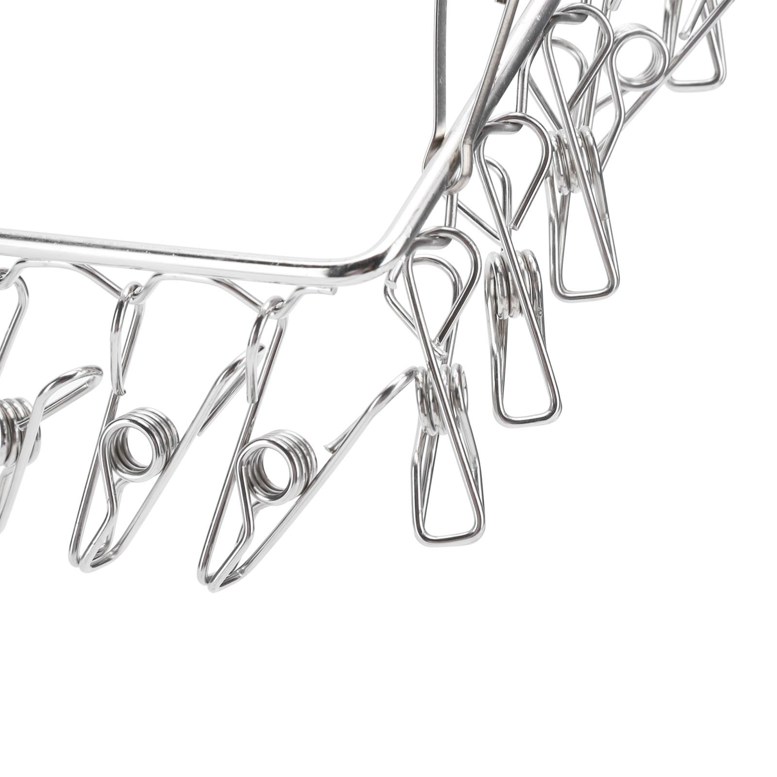 Clothes Drying Rack with 36 Clips Stainless Steel Socks Shoes Hanger Organizer view 11