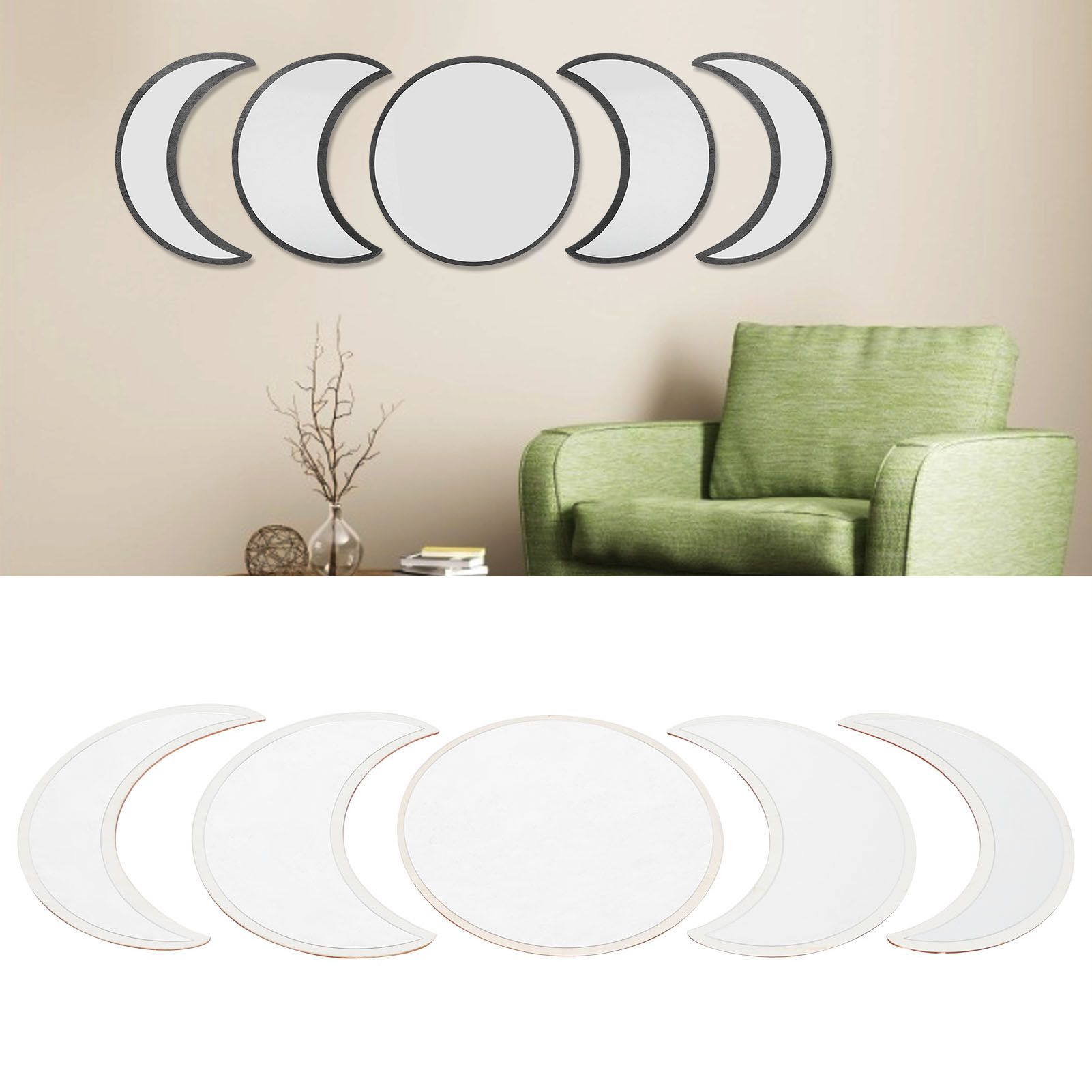 Wall Mirror Acrylic Moon Cycle Change Mirrors Set for Home Bedroom Decoration view 9