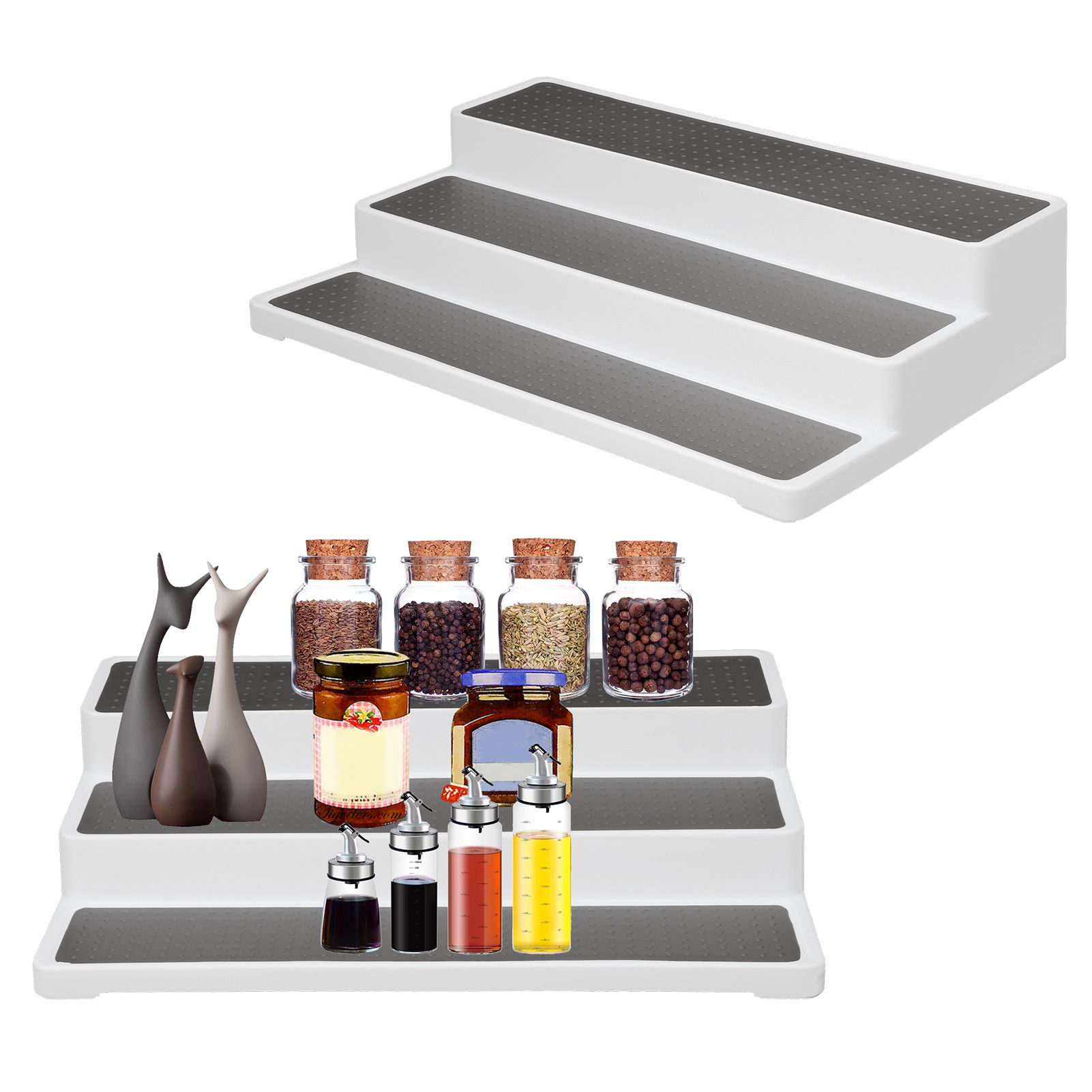 2PCS 3 Tier Spice Rack Step Shelf Organizer Stand Kitchen Countertop Holder view 9