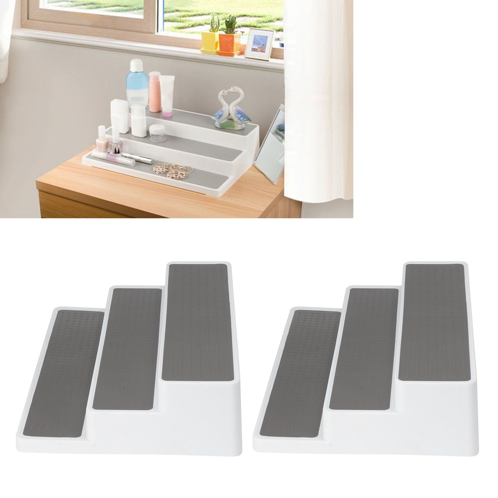 2PCS 3 Tier Spice Rack Step Shelf Organizer Stand Kitchen Countertop Holder view 10